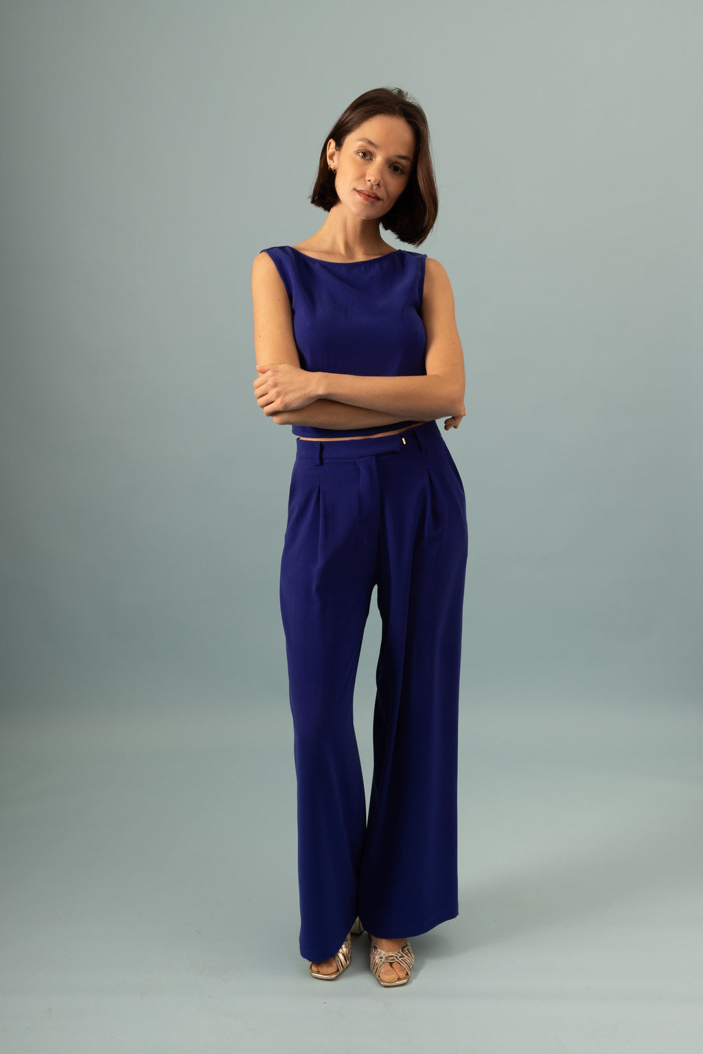 Pantalon à pinces Invitée Bleu électrique