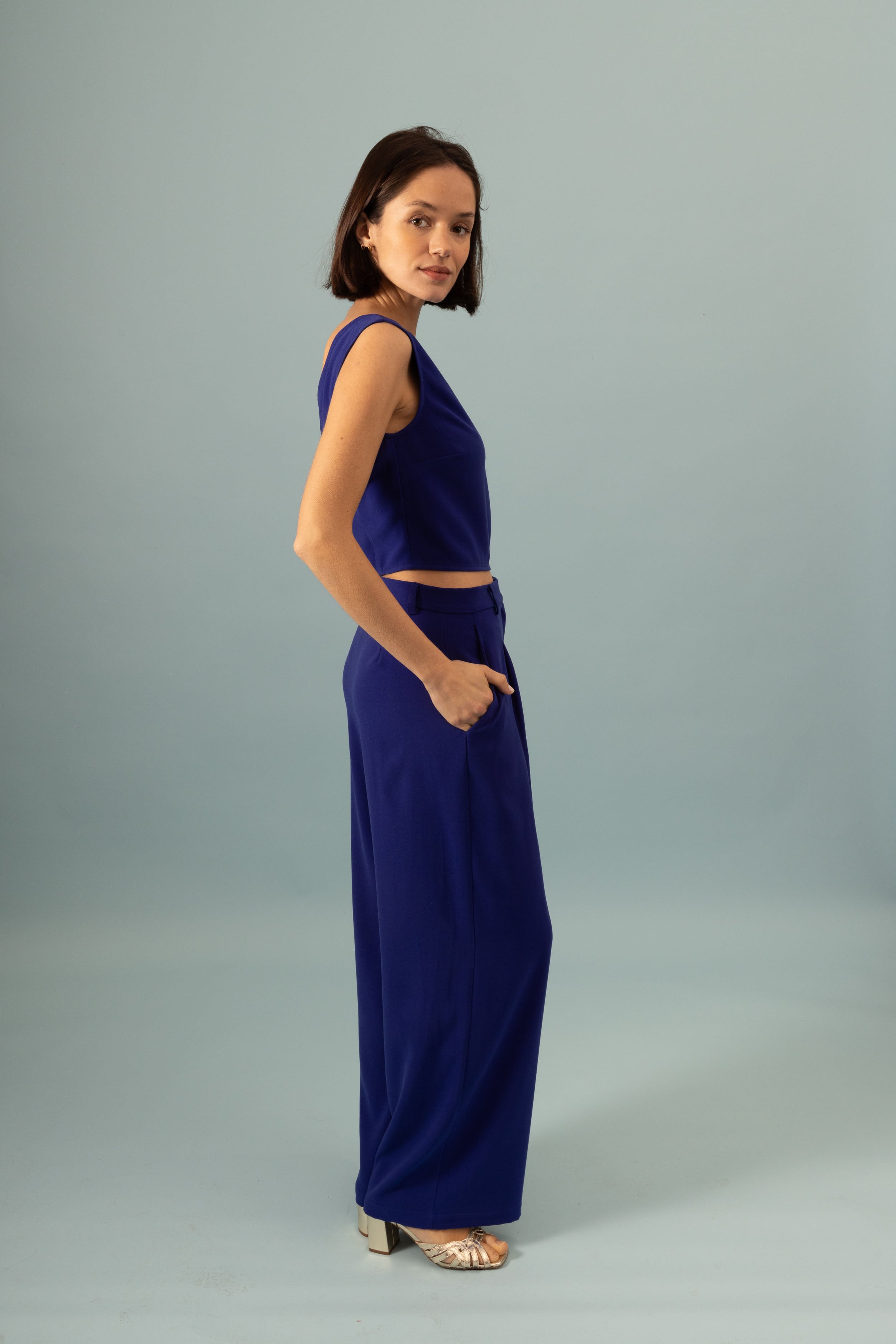 Pantalon à pinces Invitée Bleu électrique