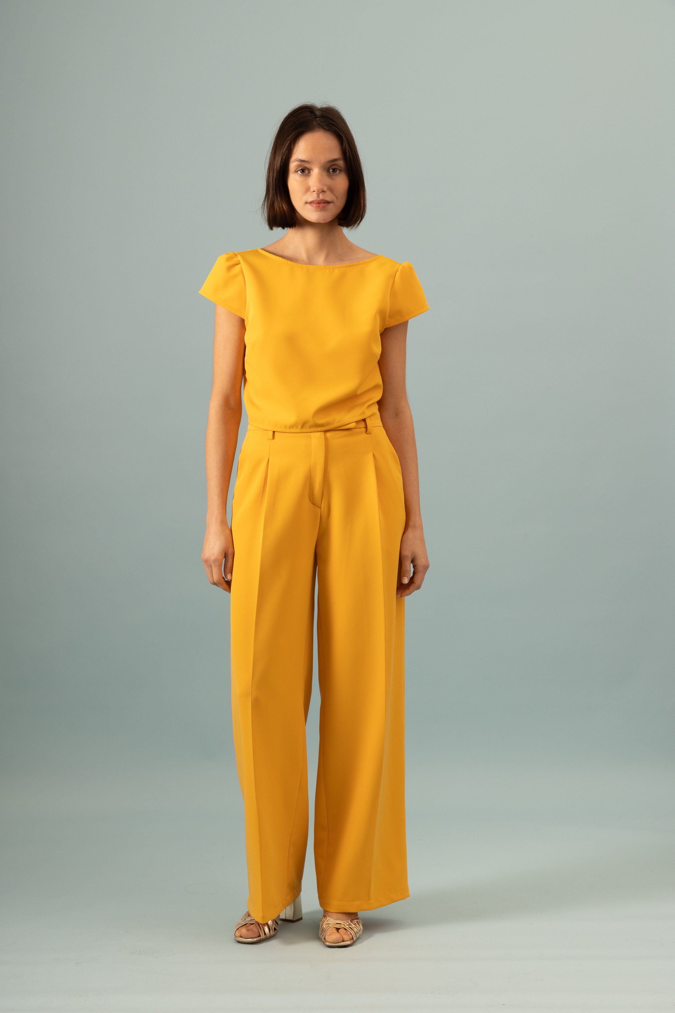 Pantalon à pinces Invitée Ocre