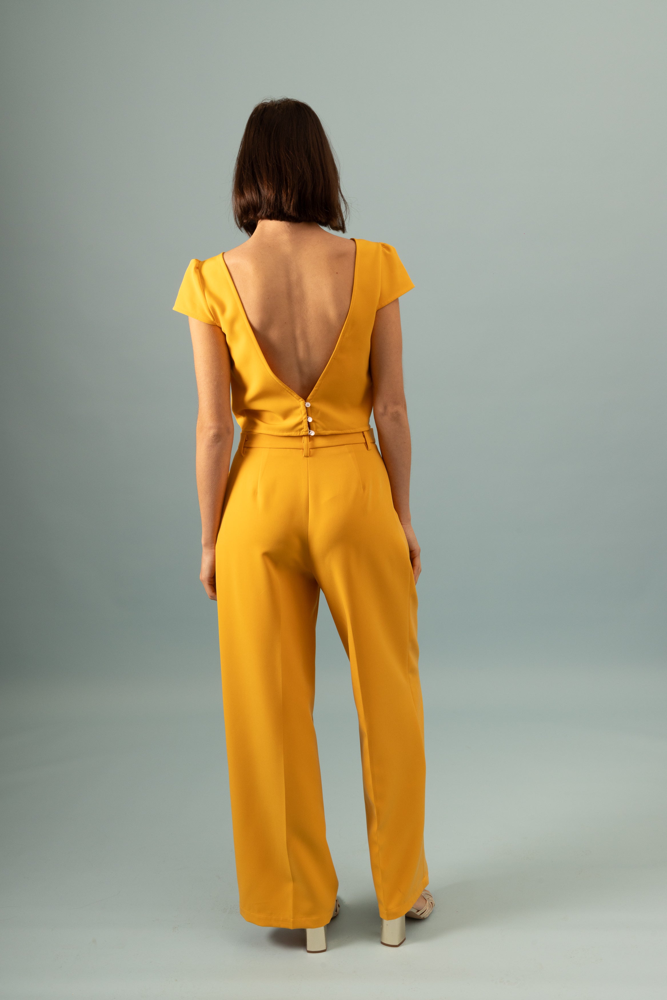 Pantalon à pinces Invitée Ocre