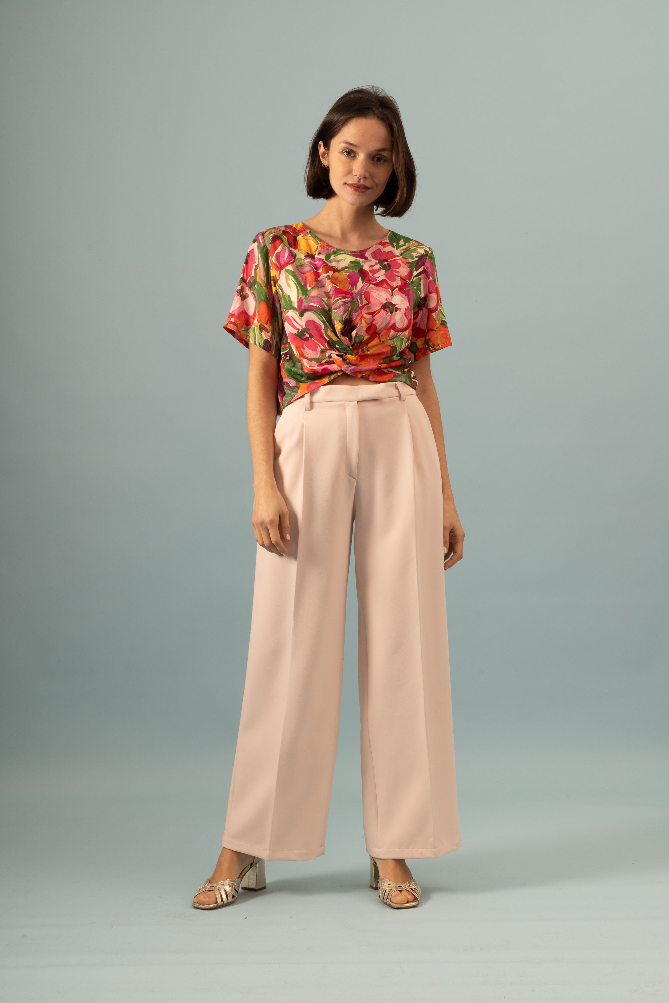 Pantalon à pinces Invitée Rose poudré