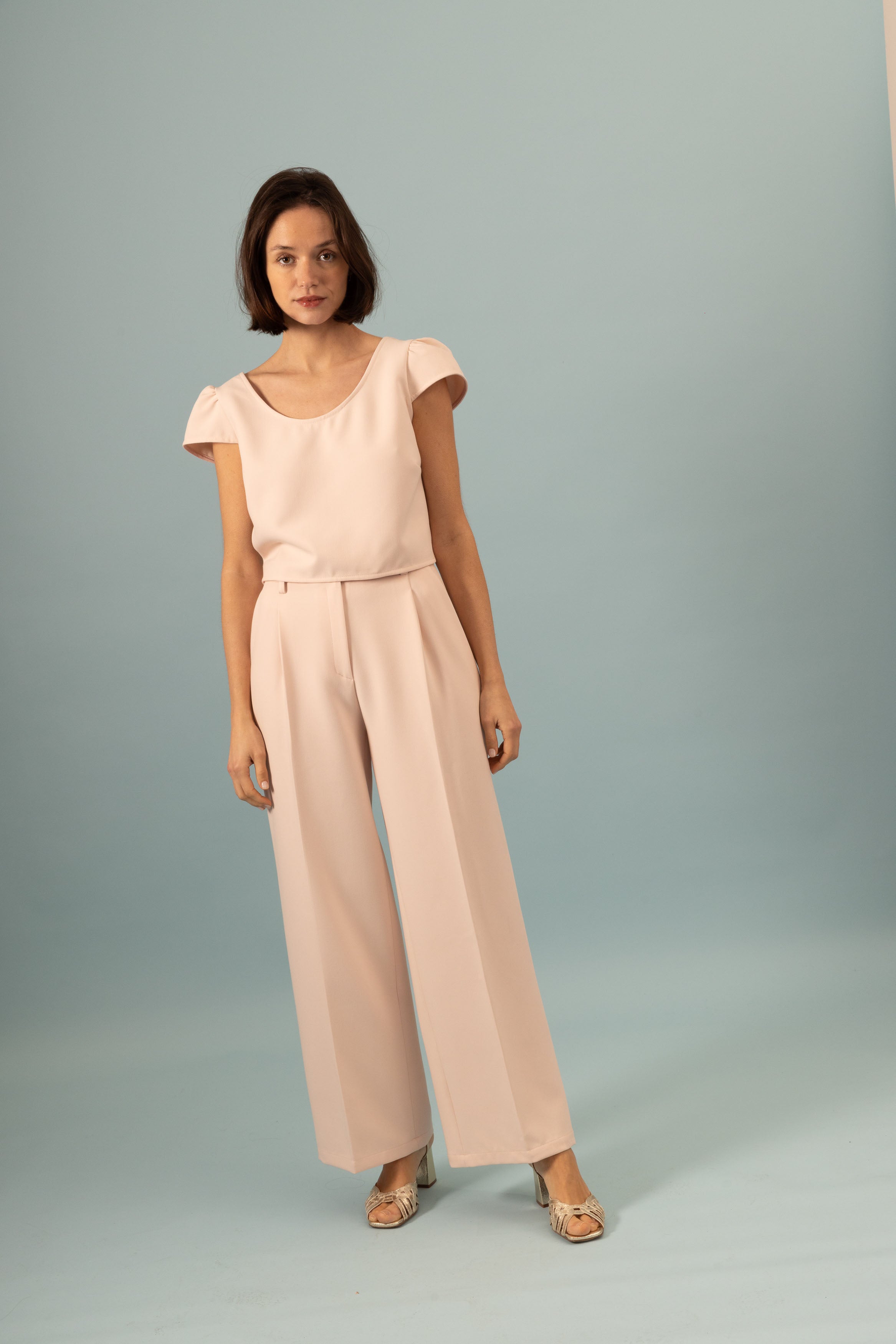 Pantalon à pinces Invitée Rose poudré