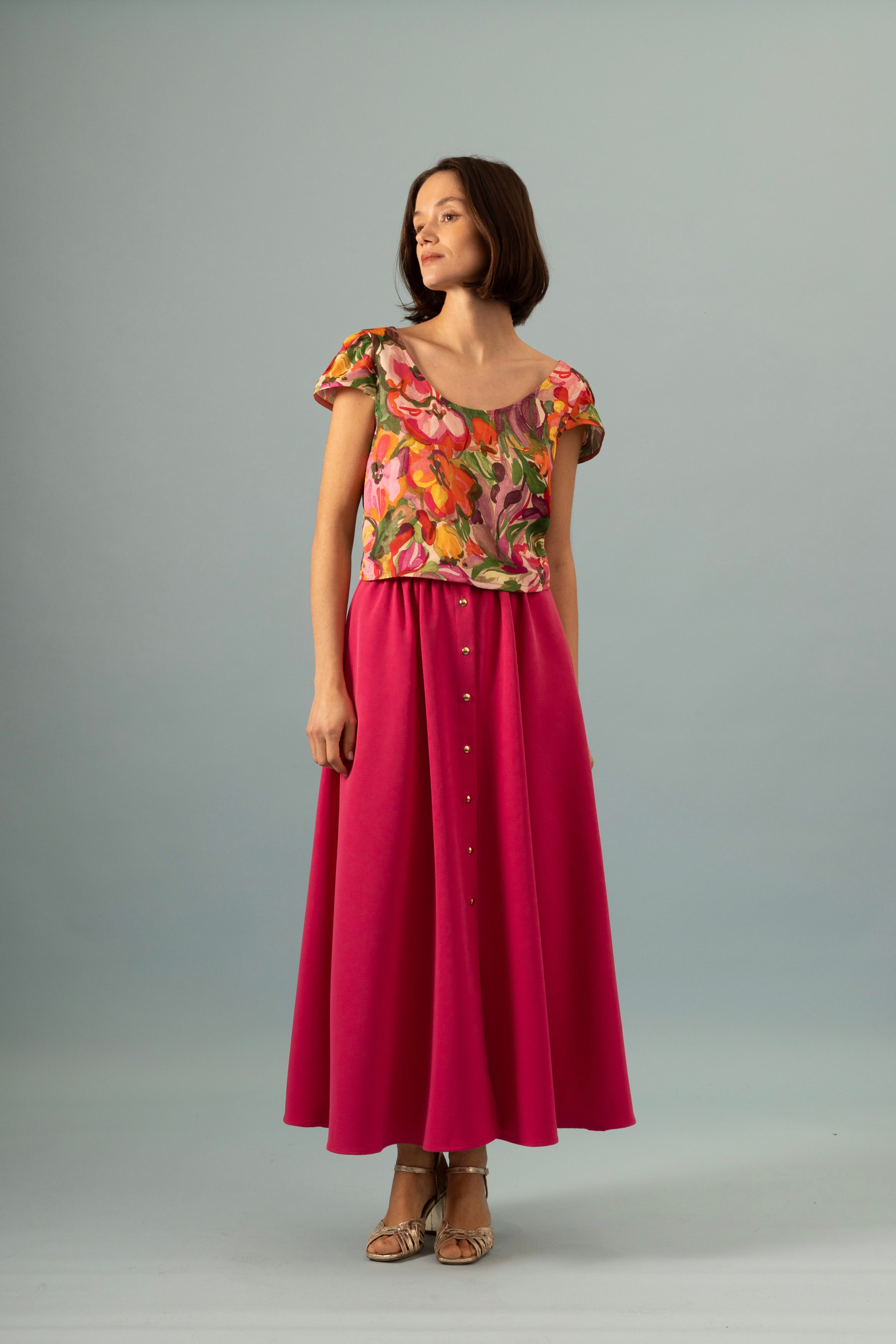 Maxi boutonnée Invitée Framboise