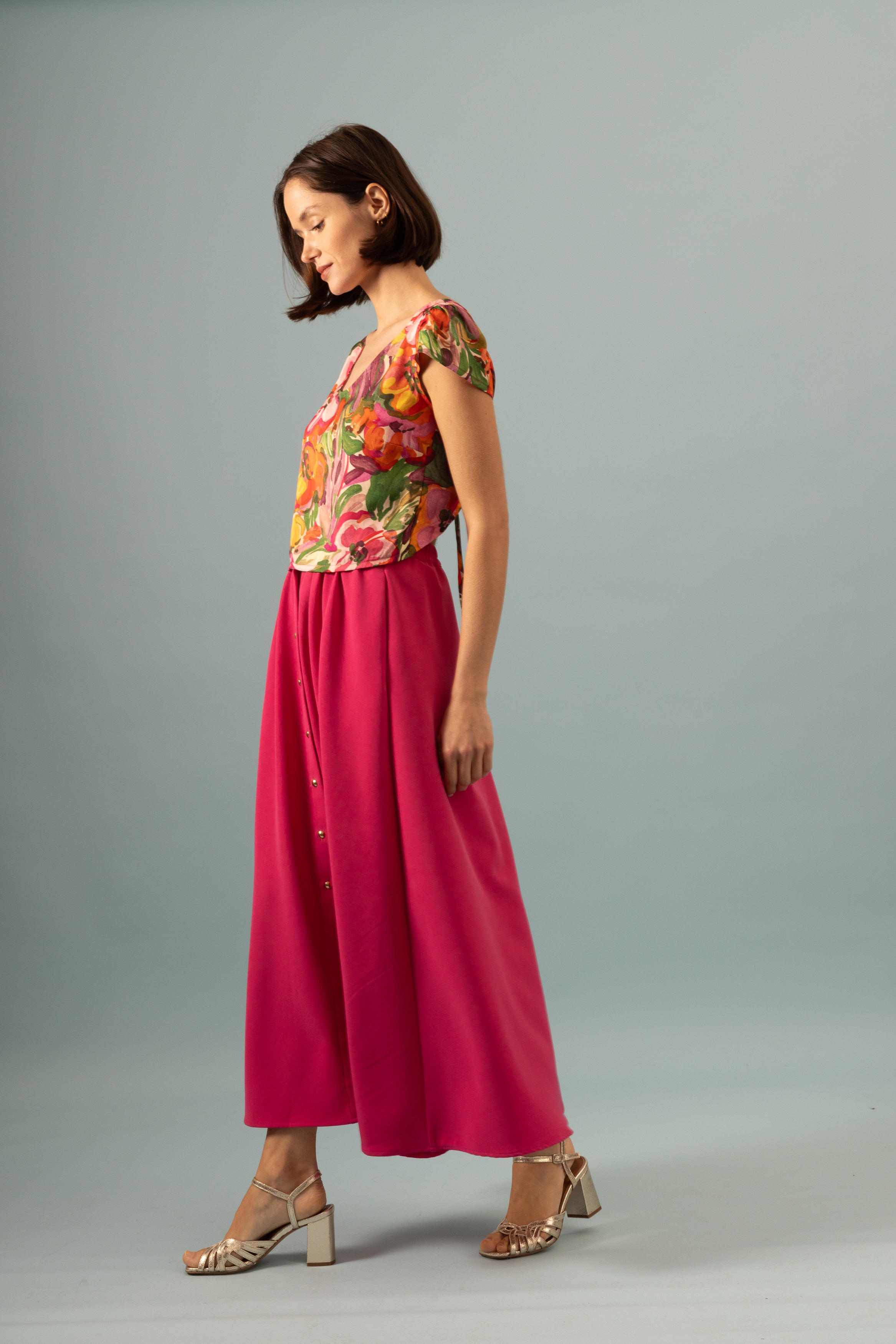 Maxi boutonnée Invitée Framboise