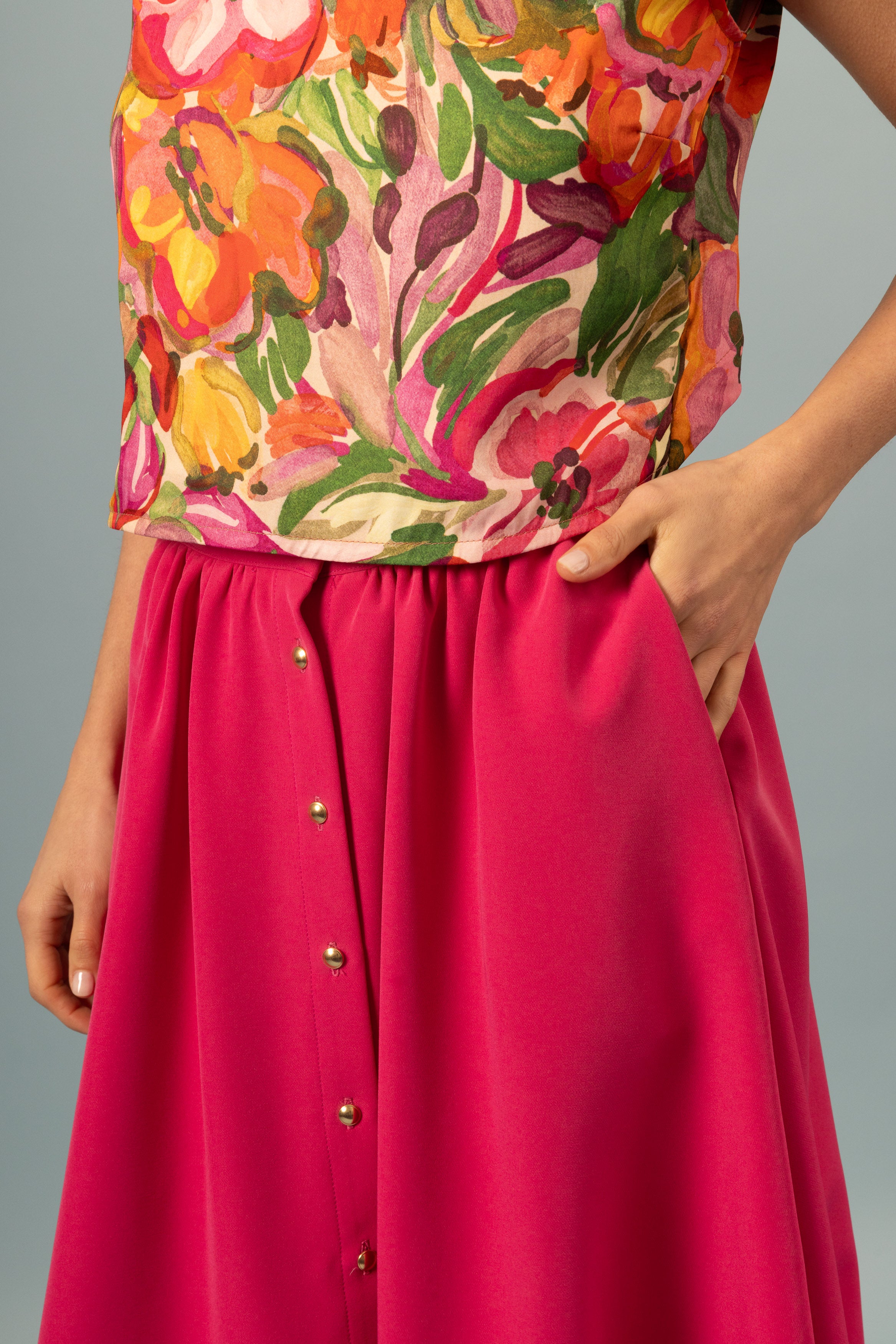 Maxi boutonnée Invitée Framboise