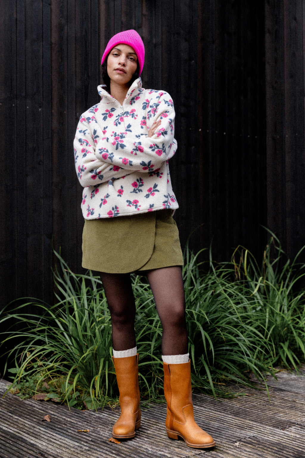 Jupe short Velours Olive
