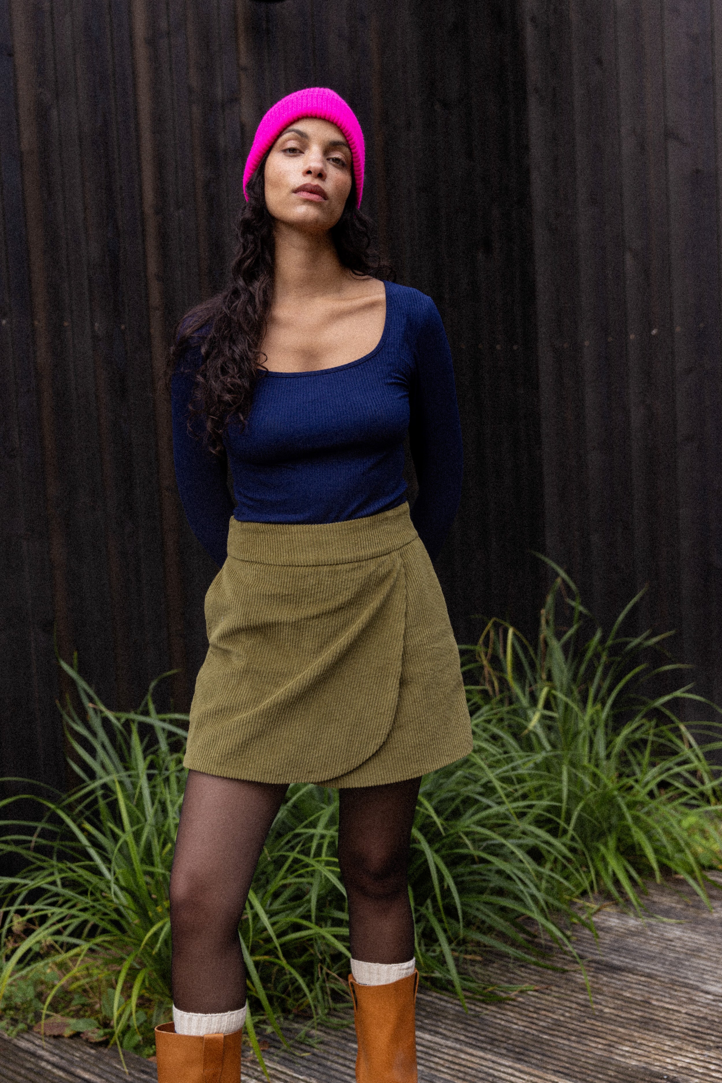 Jupe short Velours Olive