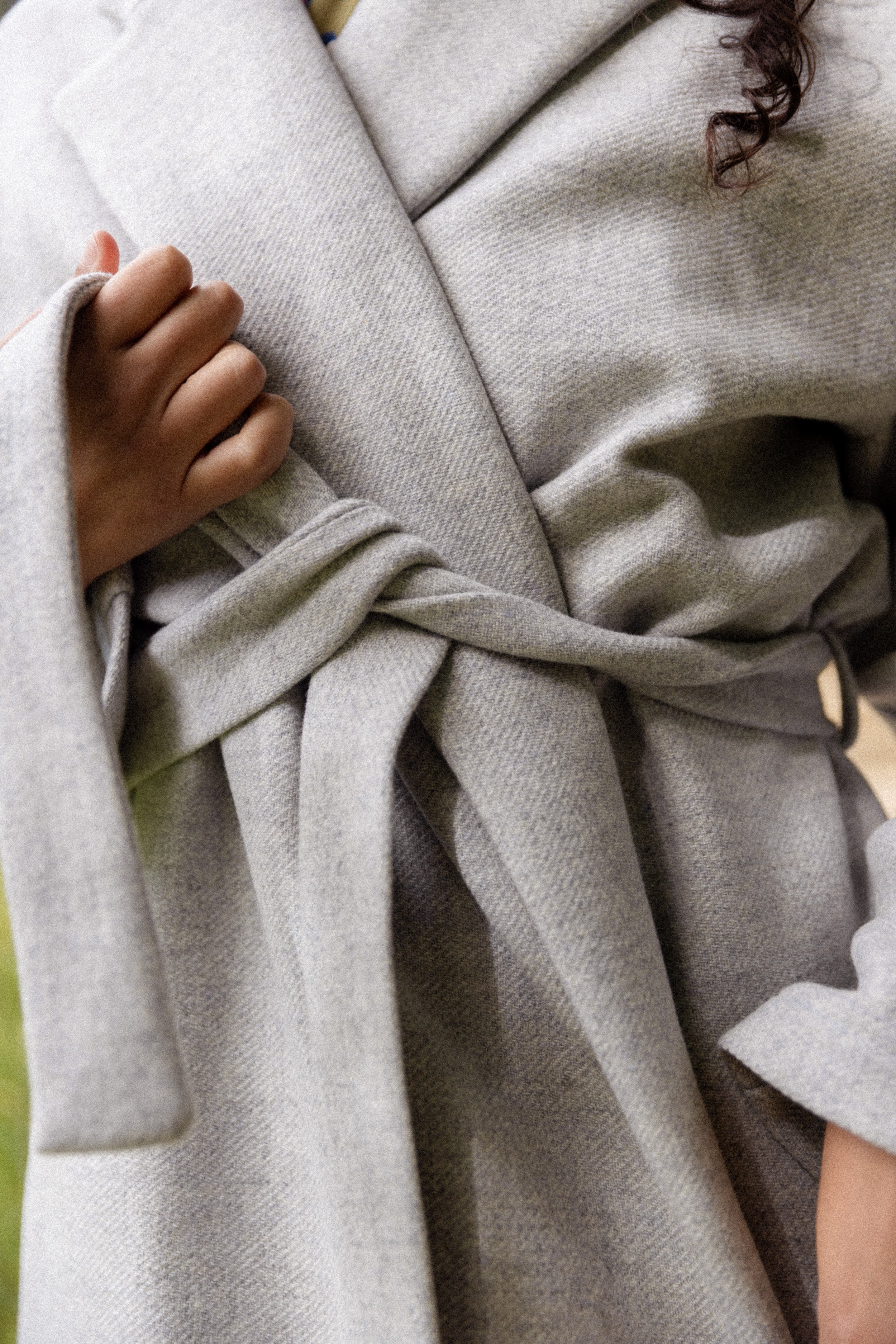 Manteau oversize gris perlé