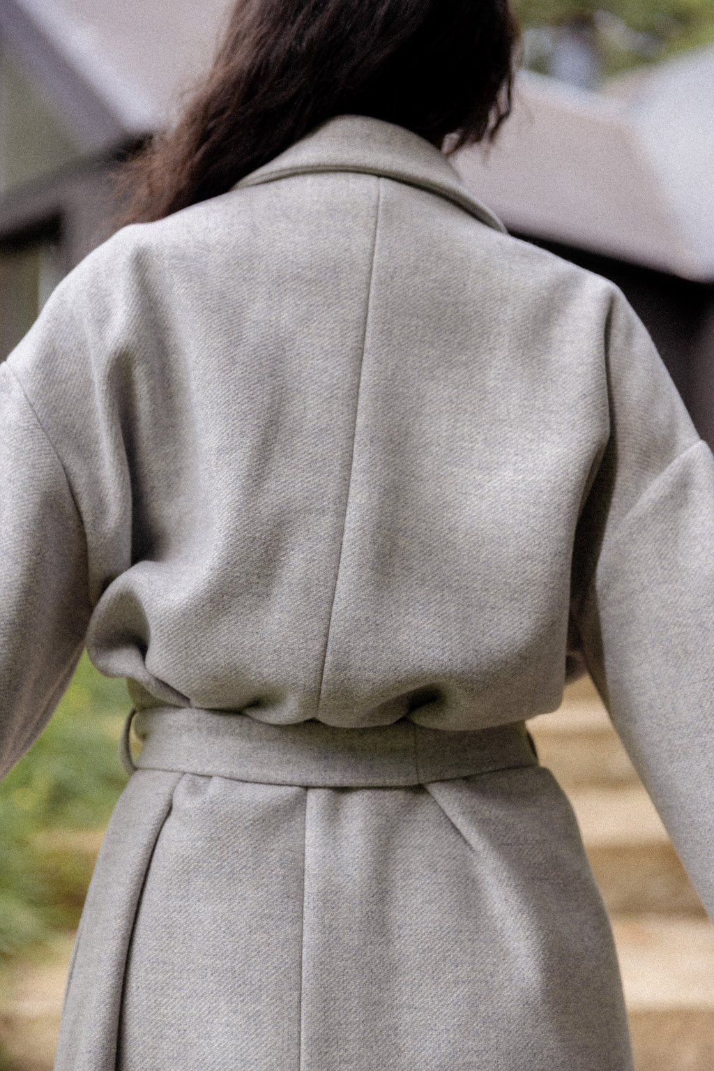 Manteau oversize gris perlé