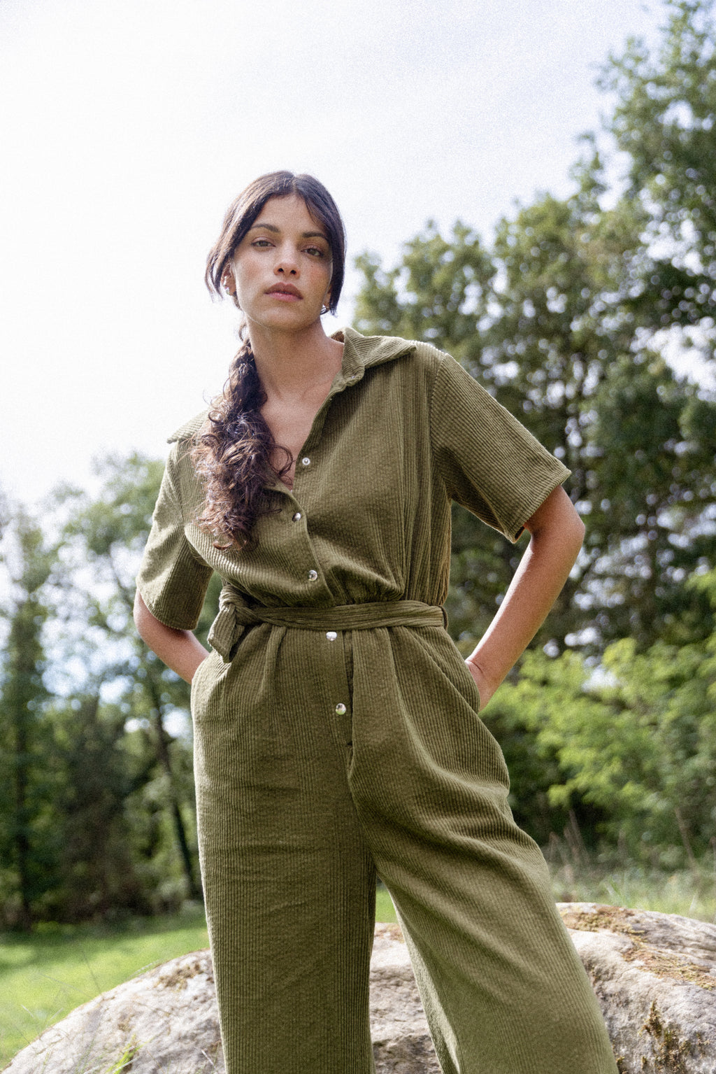 Combinaison Velours Olive