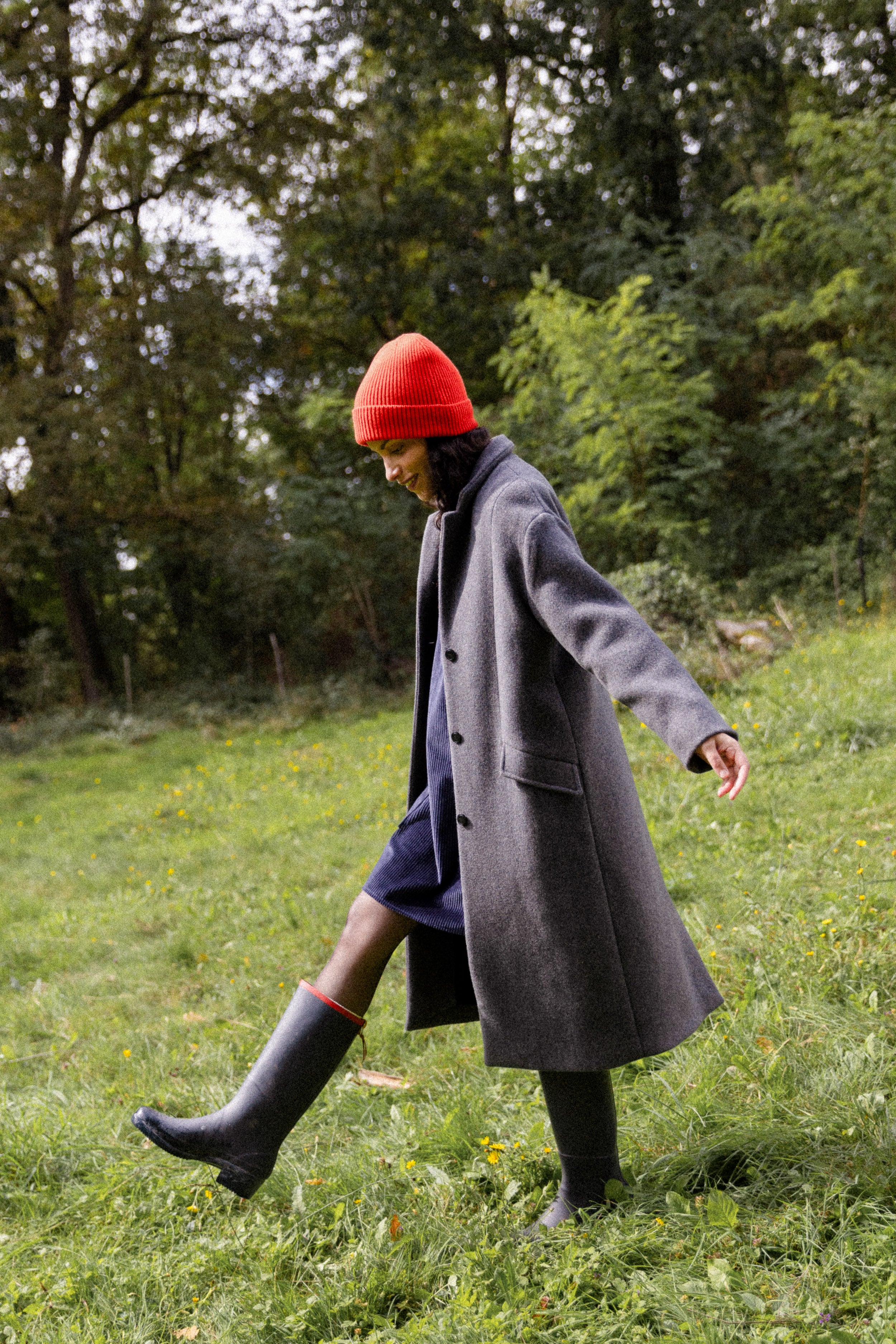Manteau droit gris anthracite