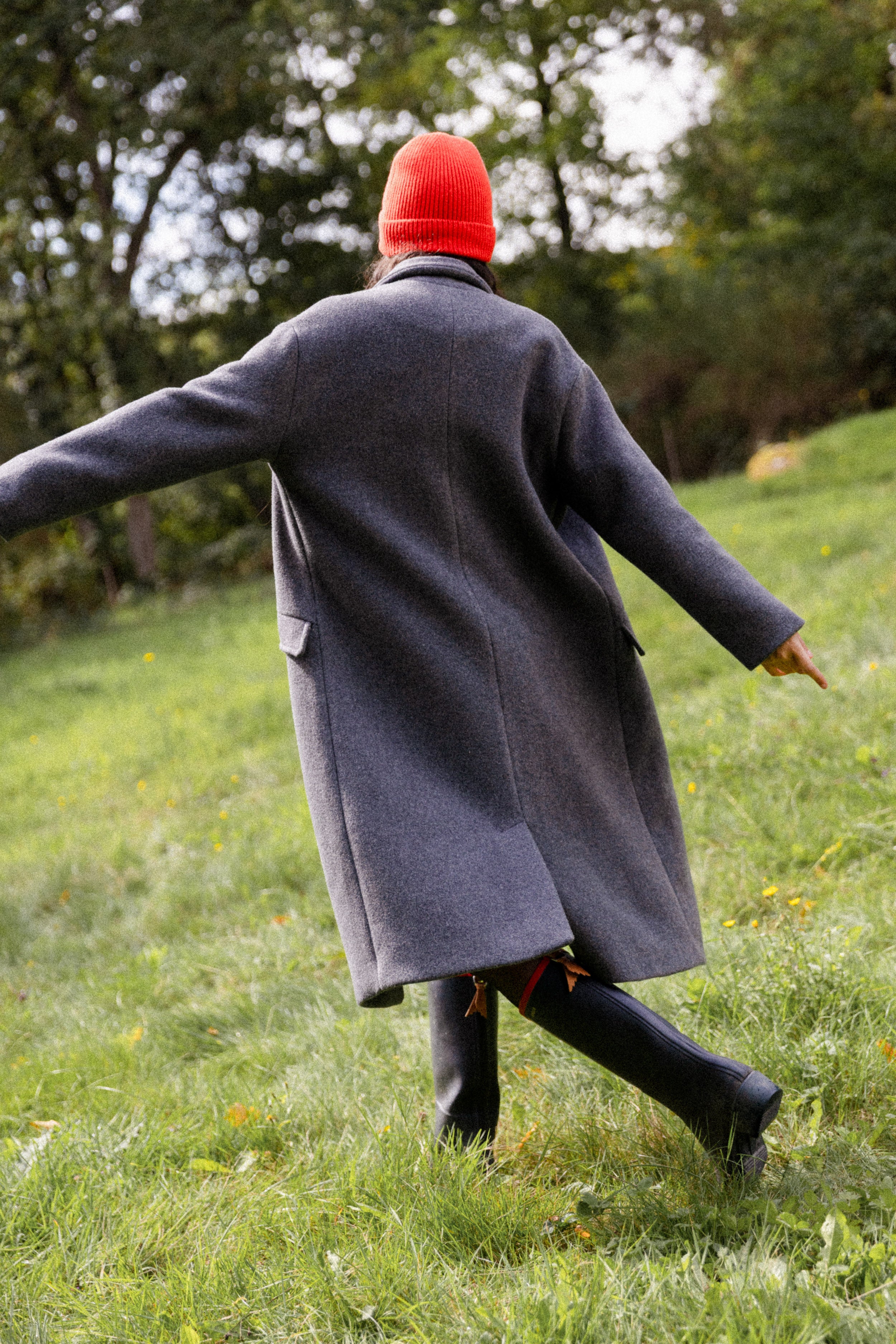 Manteau droit gris anthracite