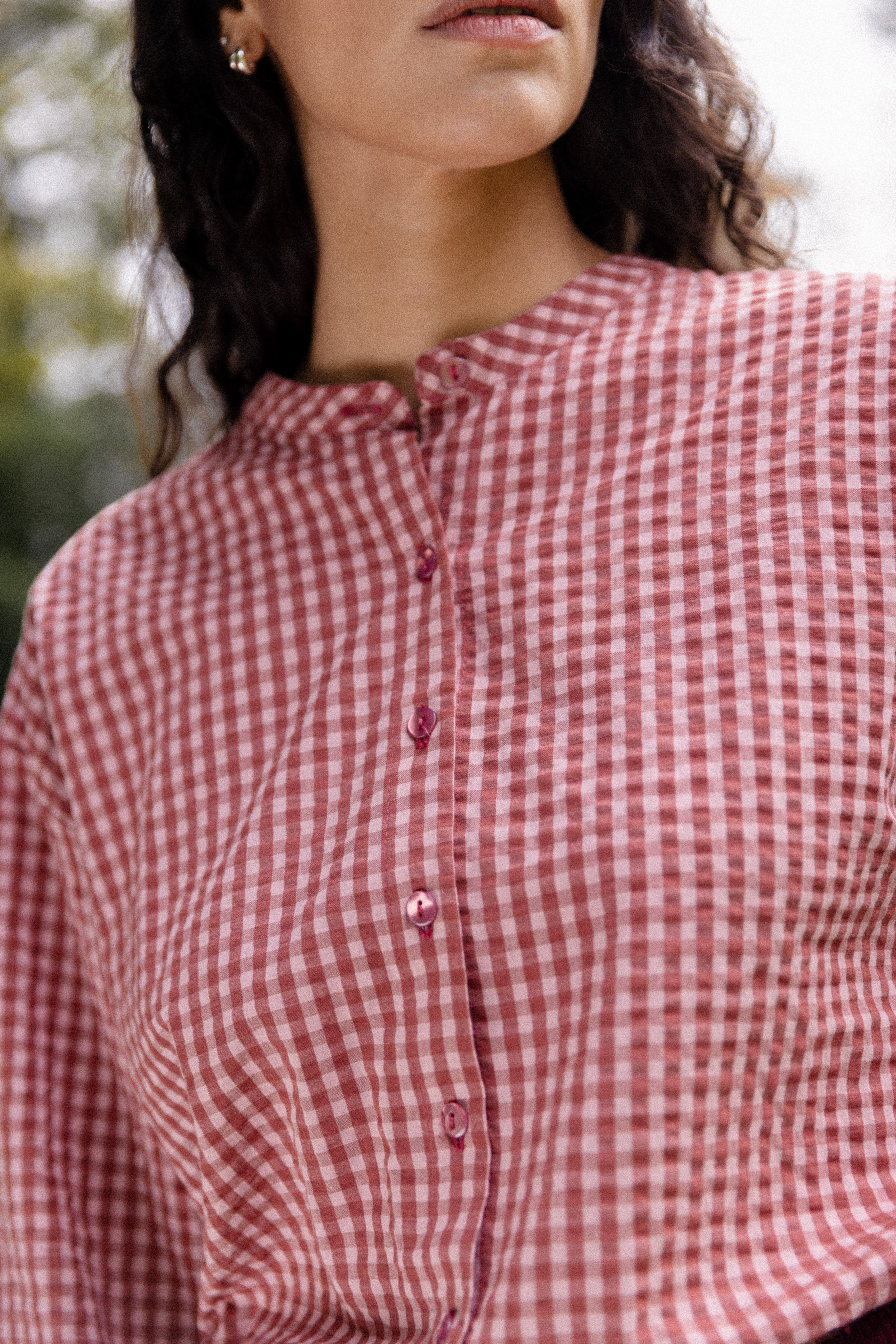 Blouse col mao Cerise
