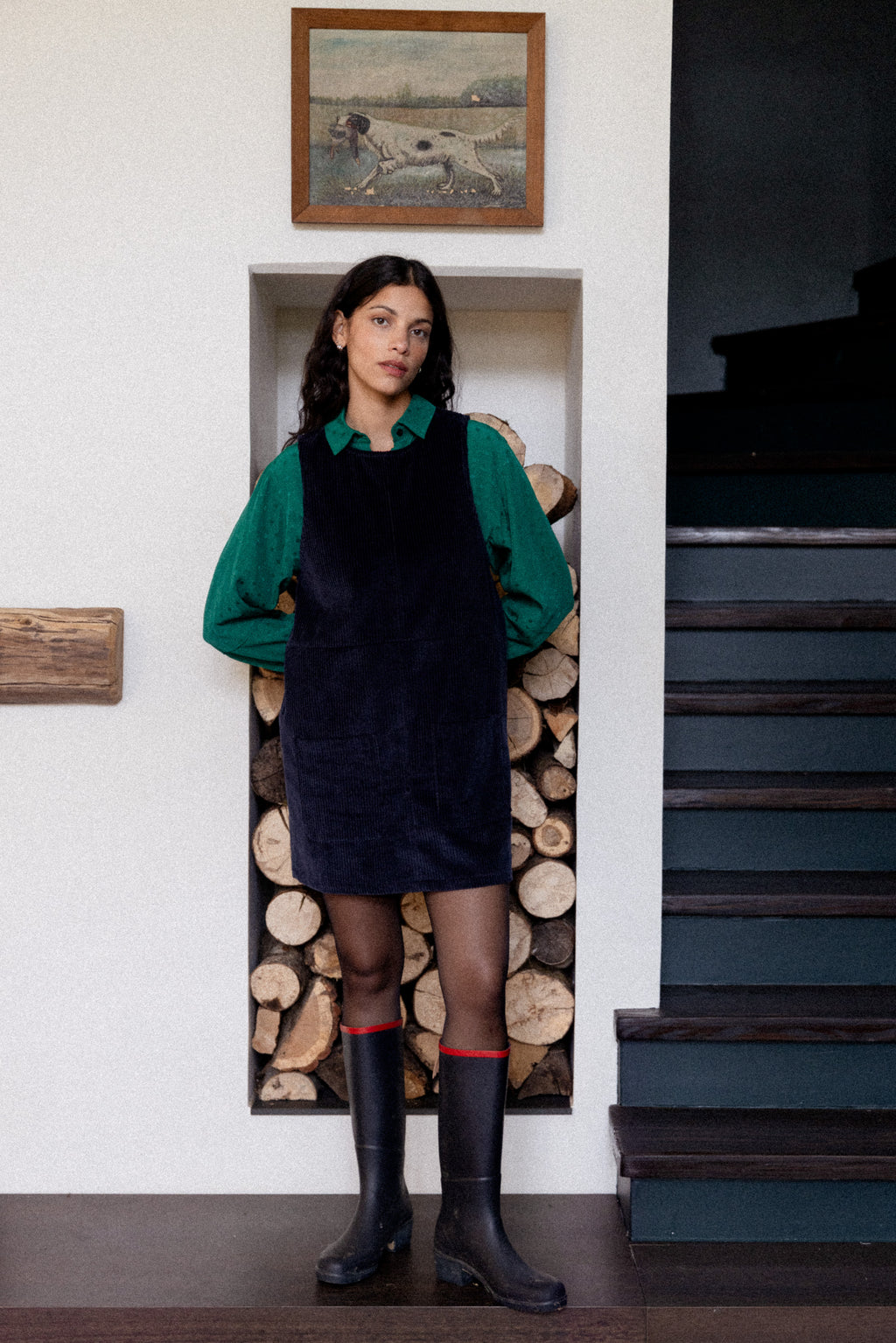 Robe courte sans manches Velours marine