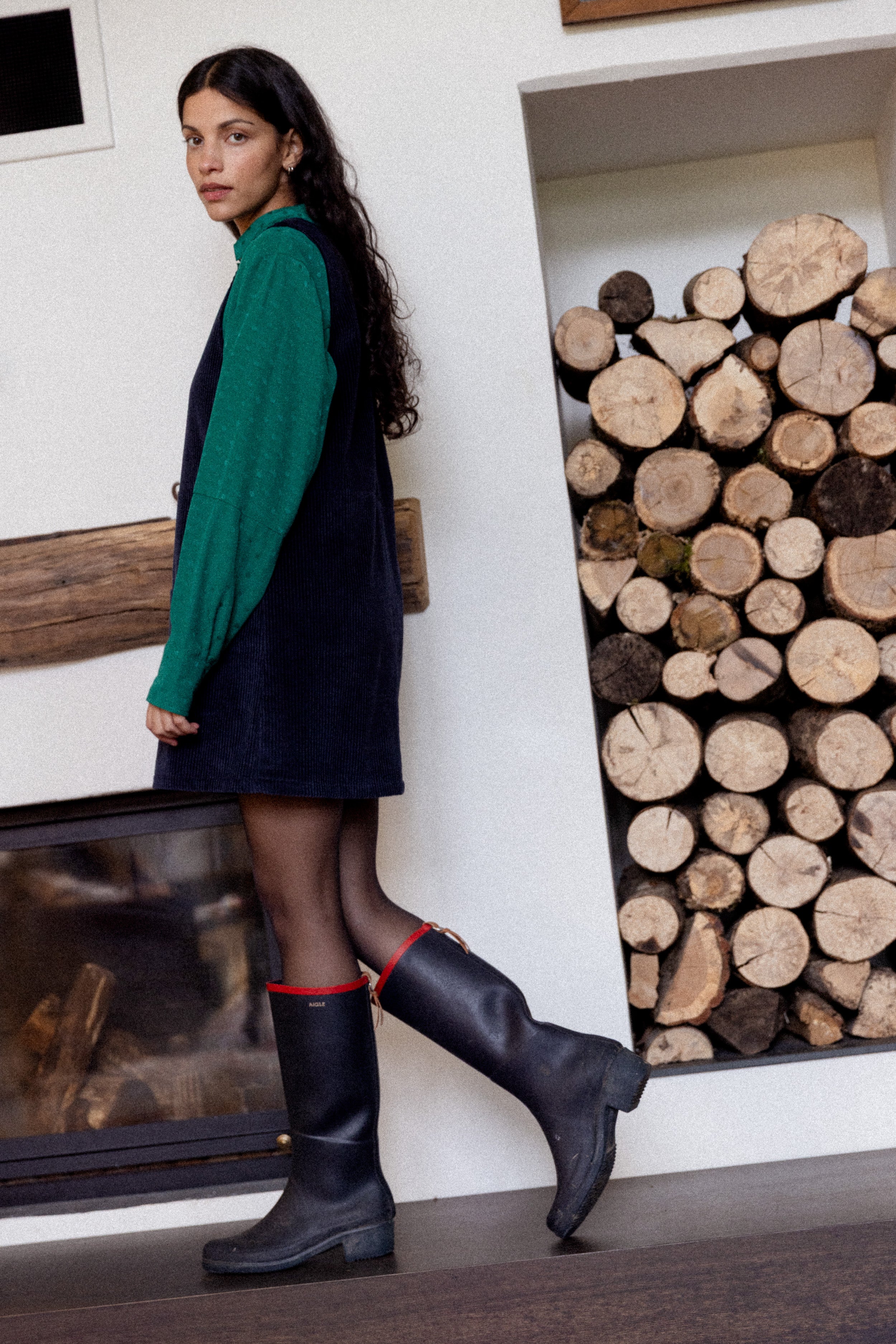 Robe courte sans manches Velours marine