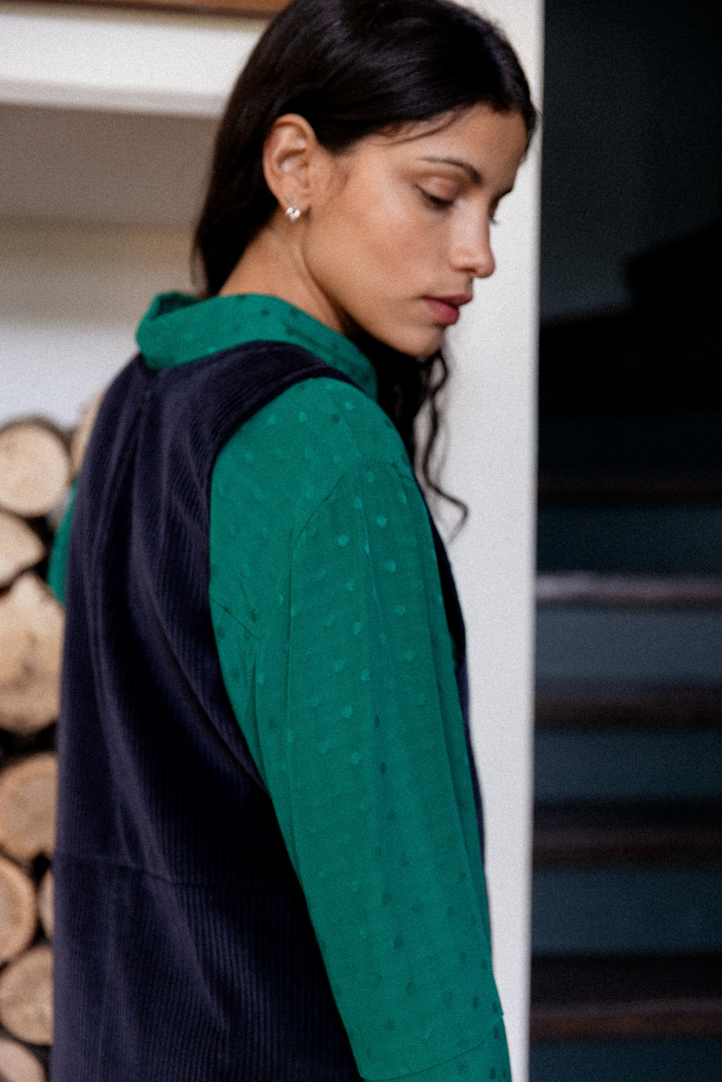 Robe courte sans manches Velours marine