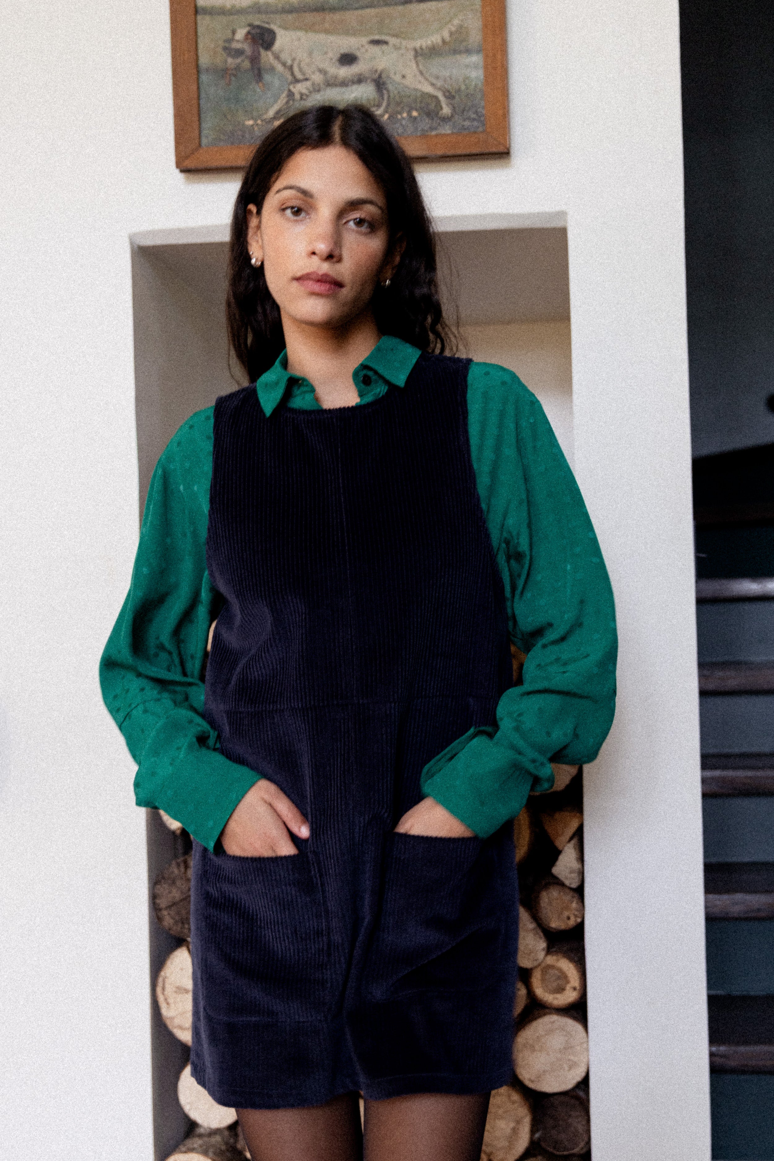 Robe courte sans manches Velours marine
