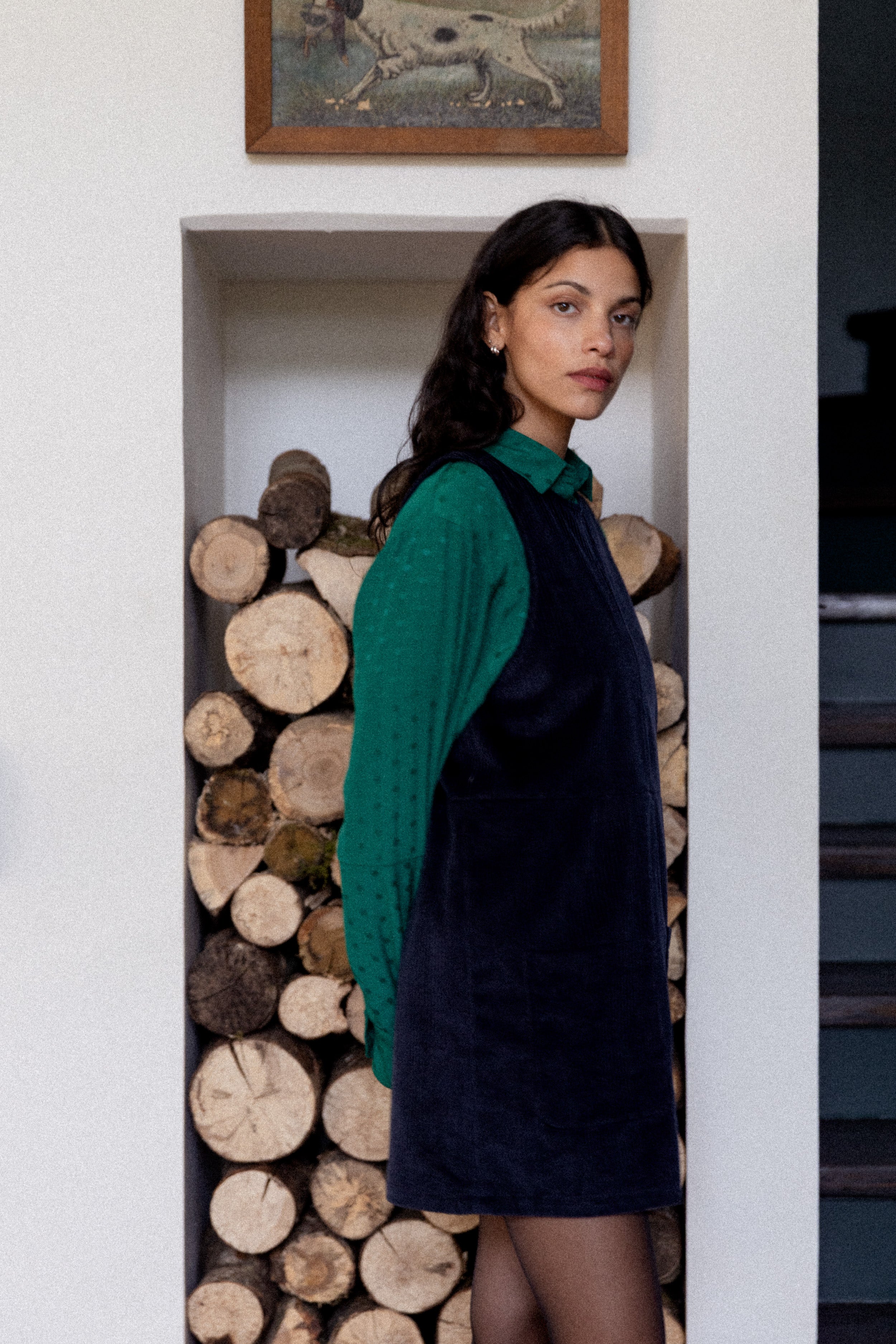 Robe courte sans manches Velours marine