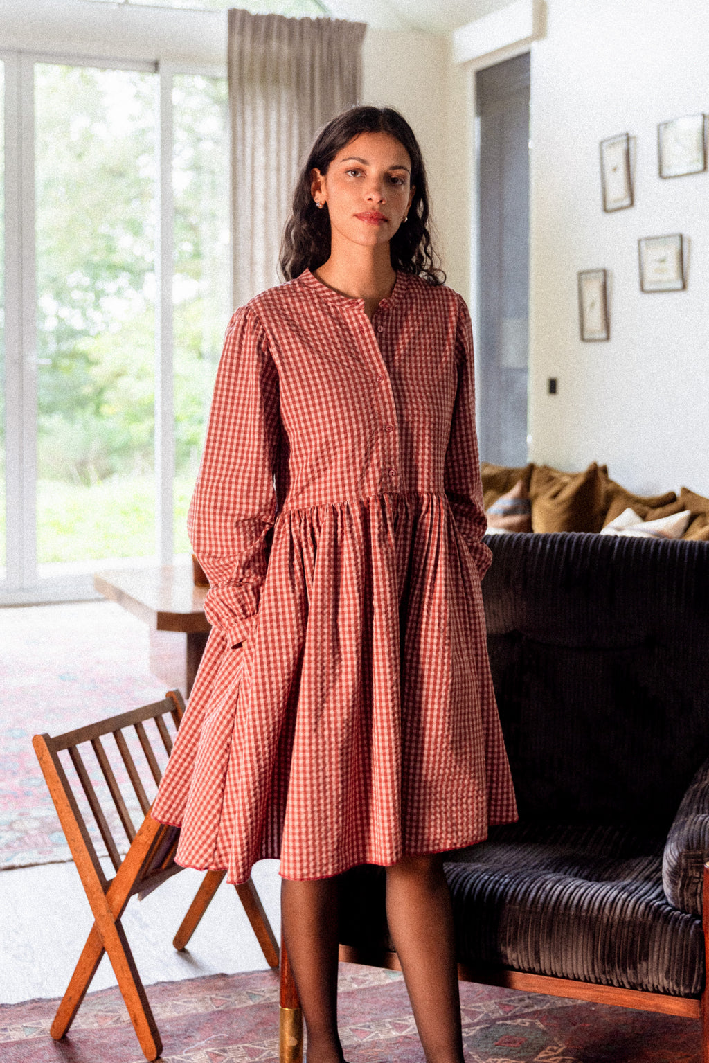 Robe col mao Cerise
