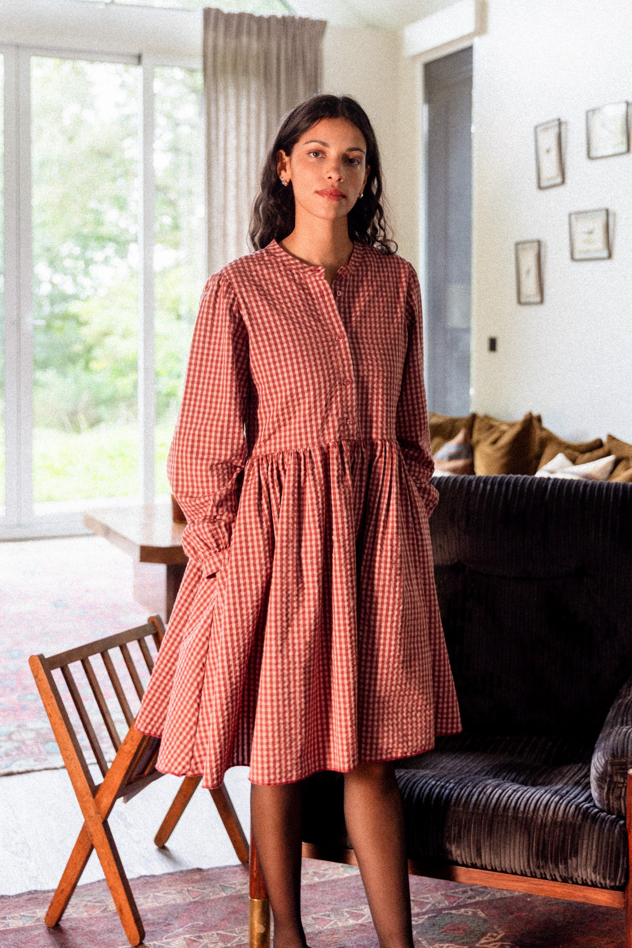 Robe col mao Cerise