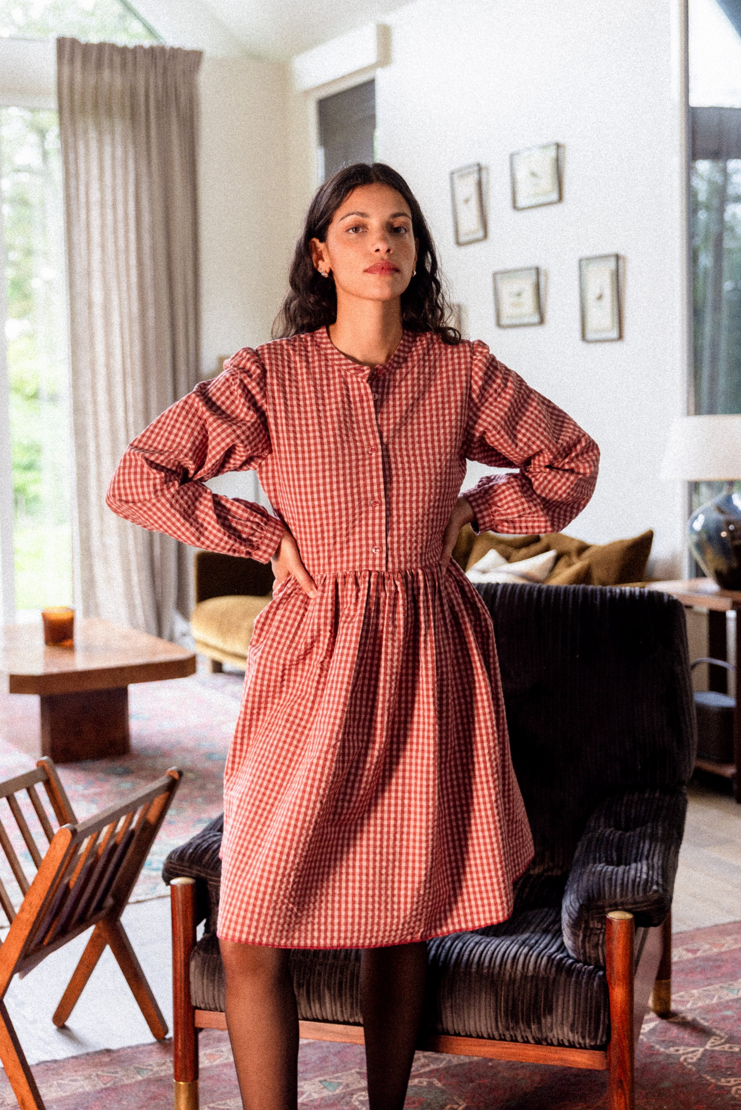 Robe col mao Cerise