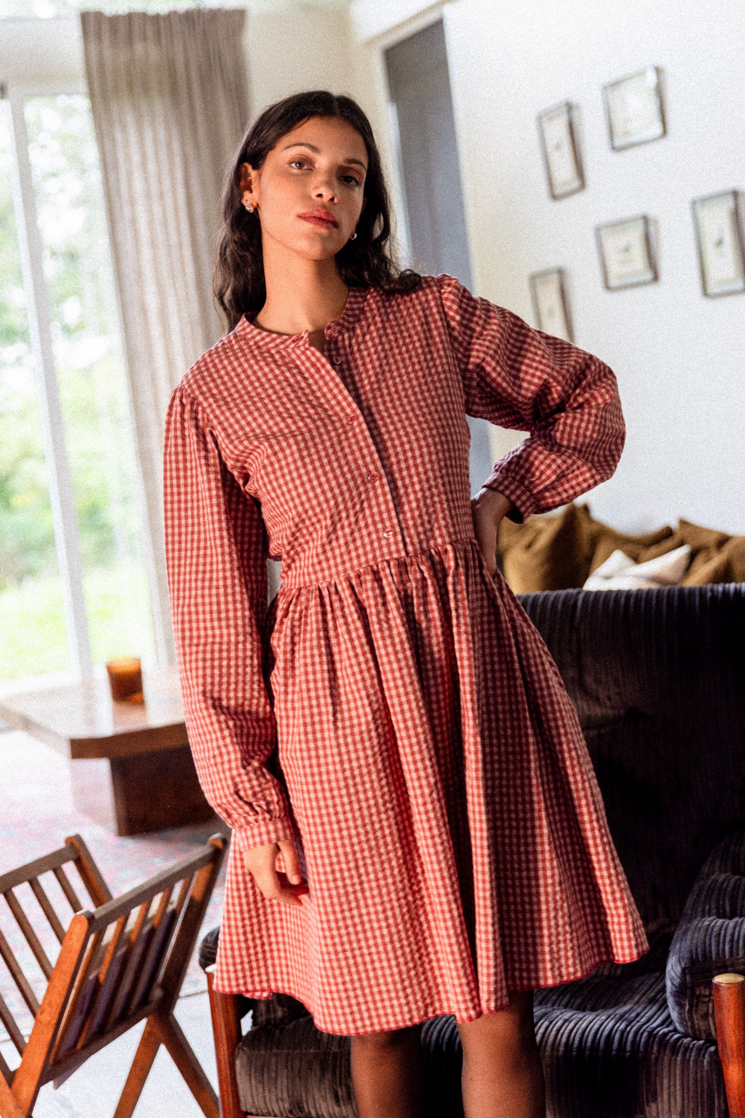 Robe col mao Cerise