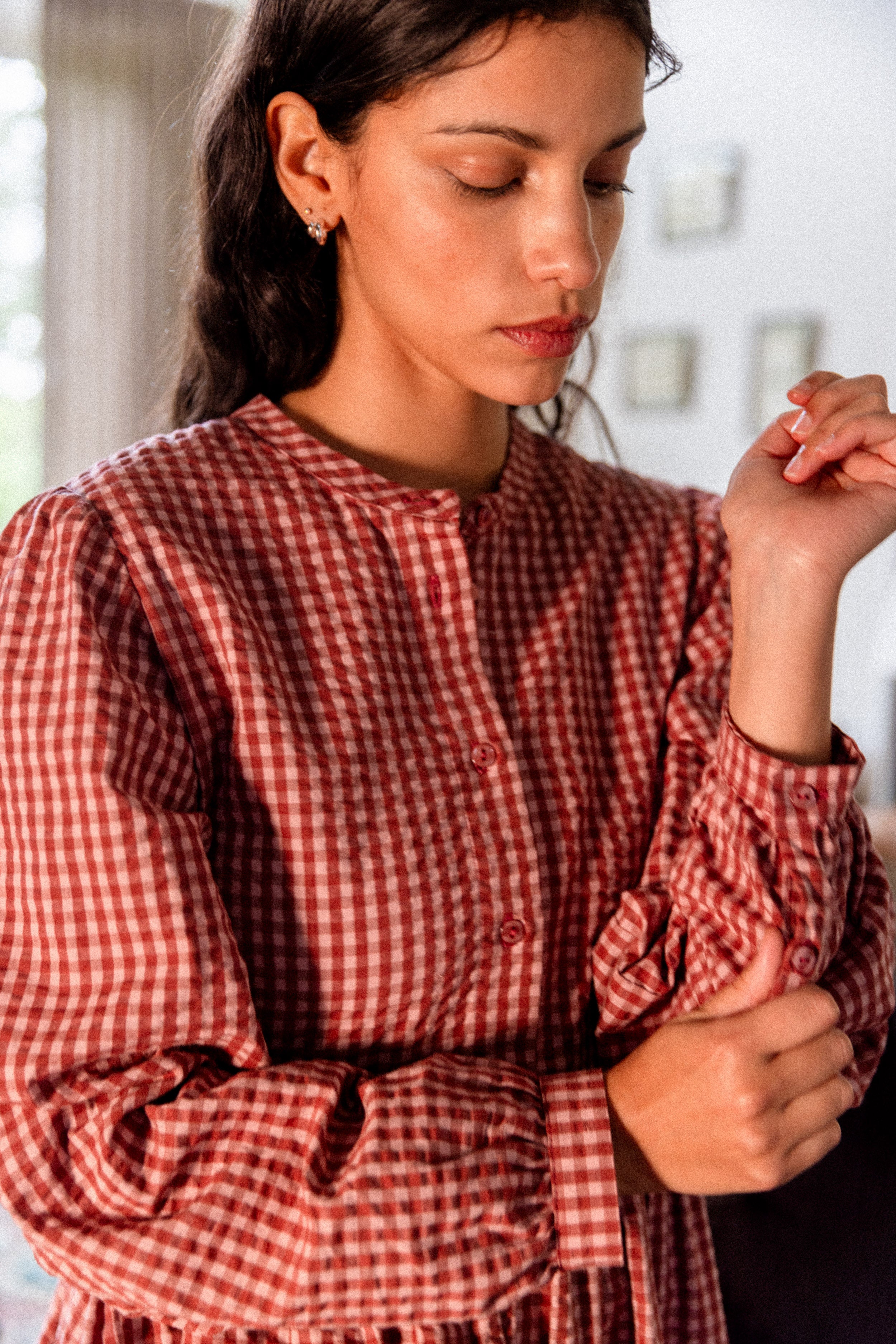 Robe col mao Cerise