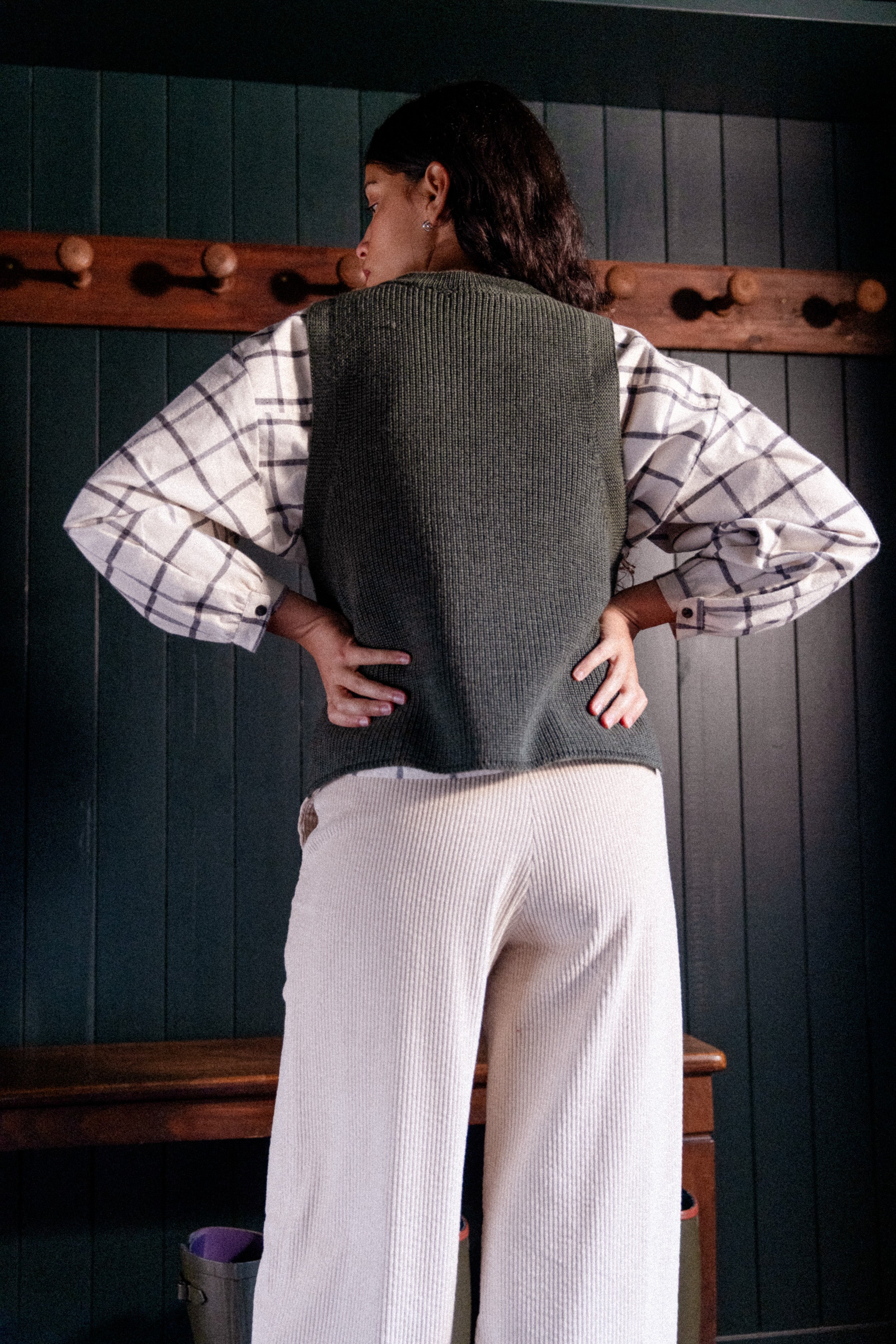 Pantalon Ample Velours Crème
