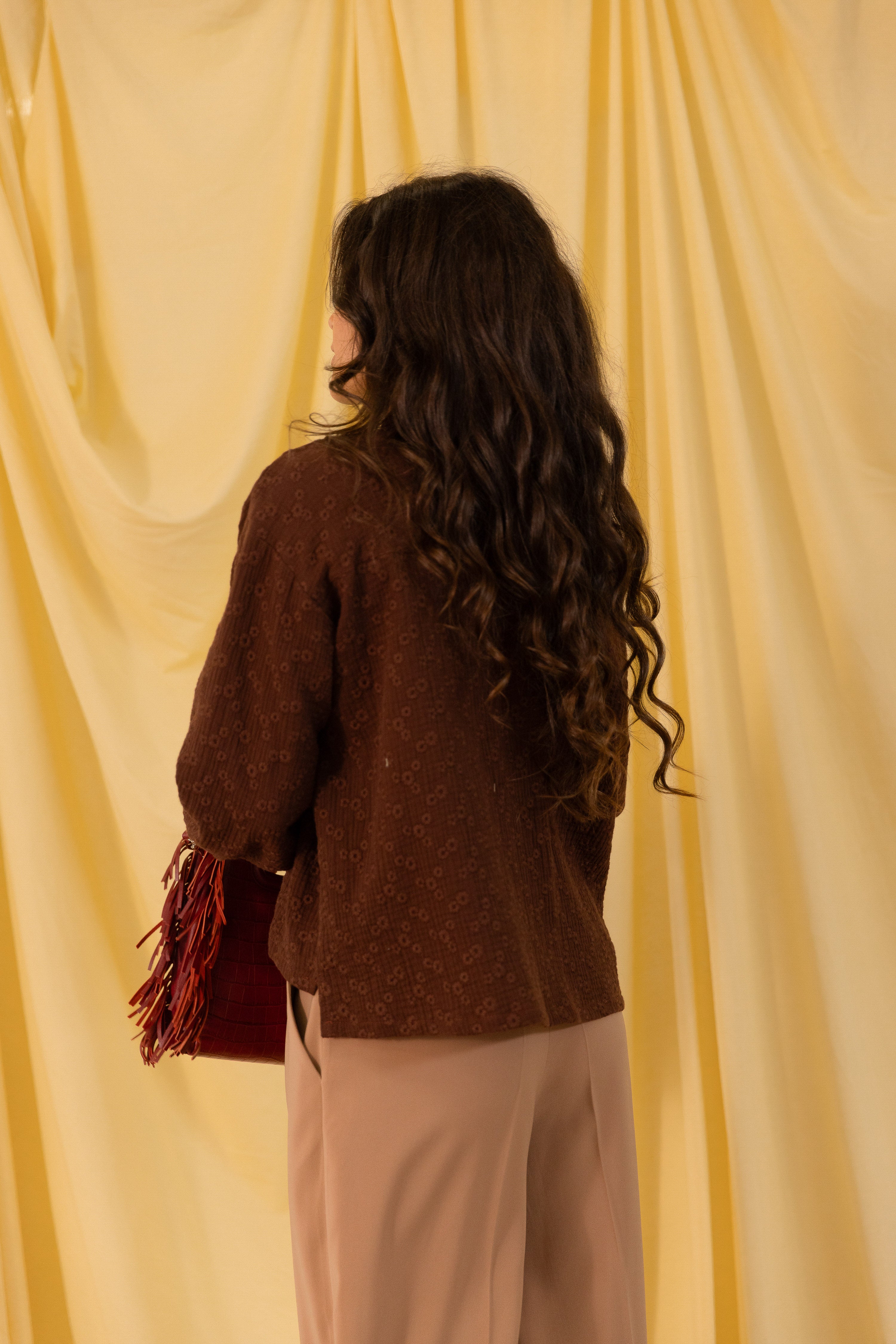Blouse col mao Esmée Cacao