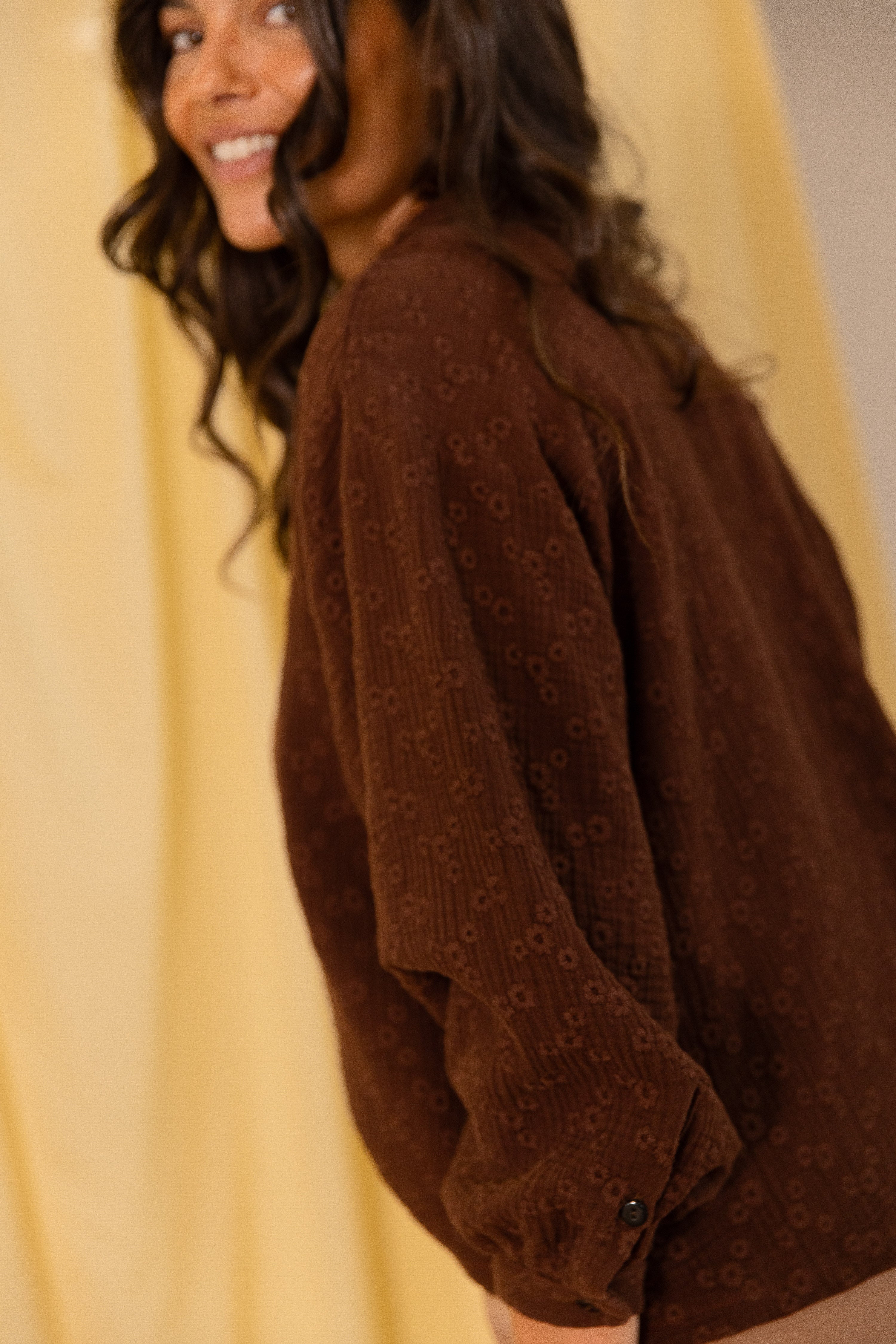 Blouse col mao Esmée Cacao