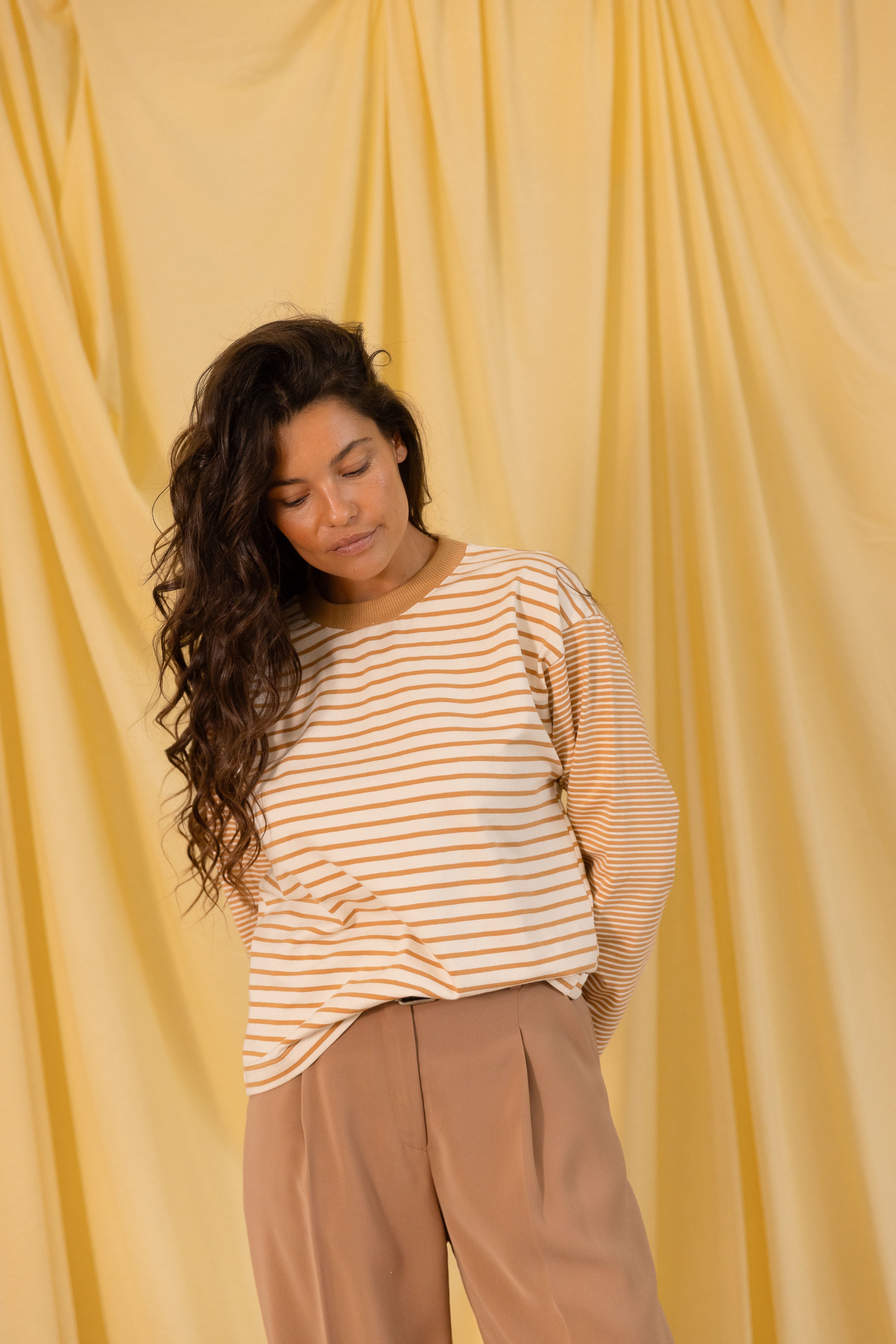 Tee Manches Longues Rayures Camel