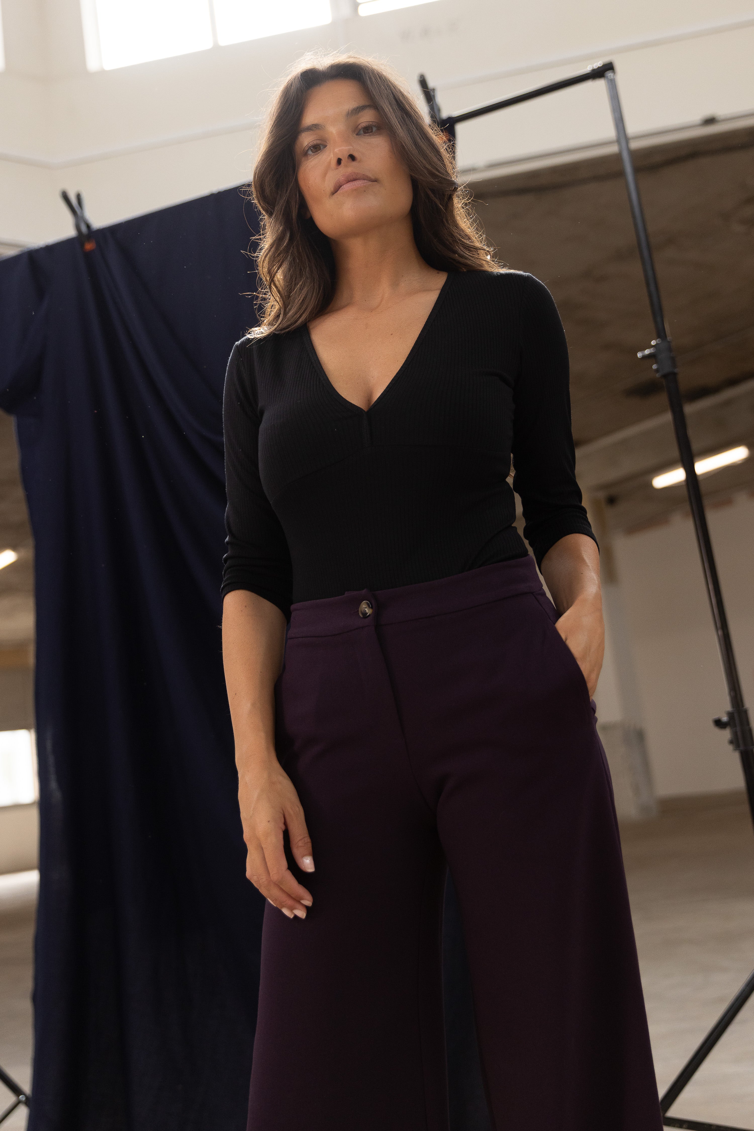 Pantalon ample Aubergine