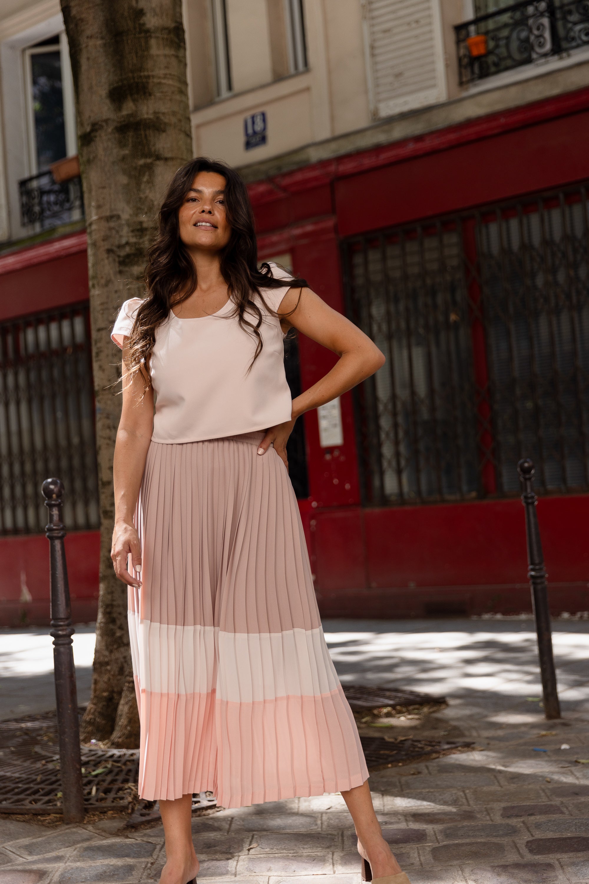 Jupe Plissée midi Color Block Dolce