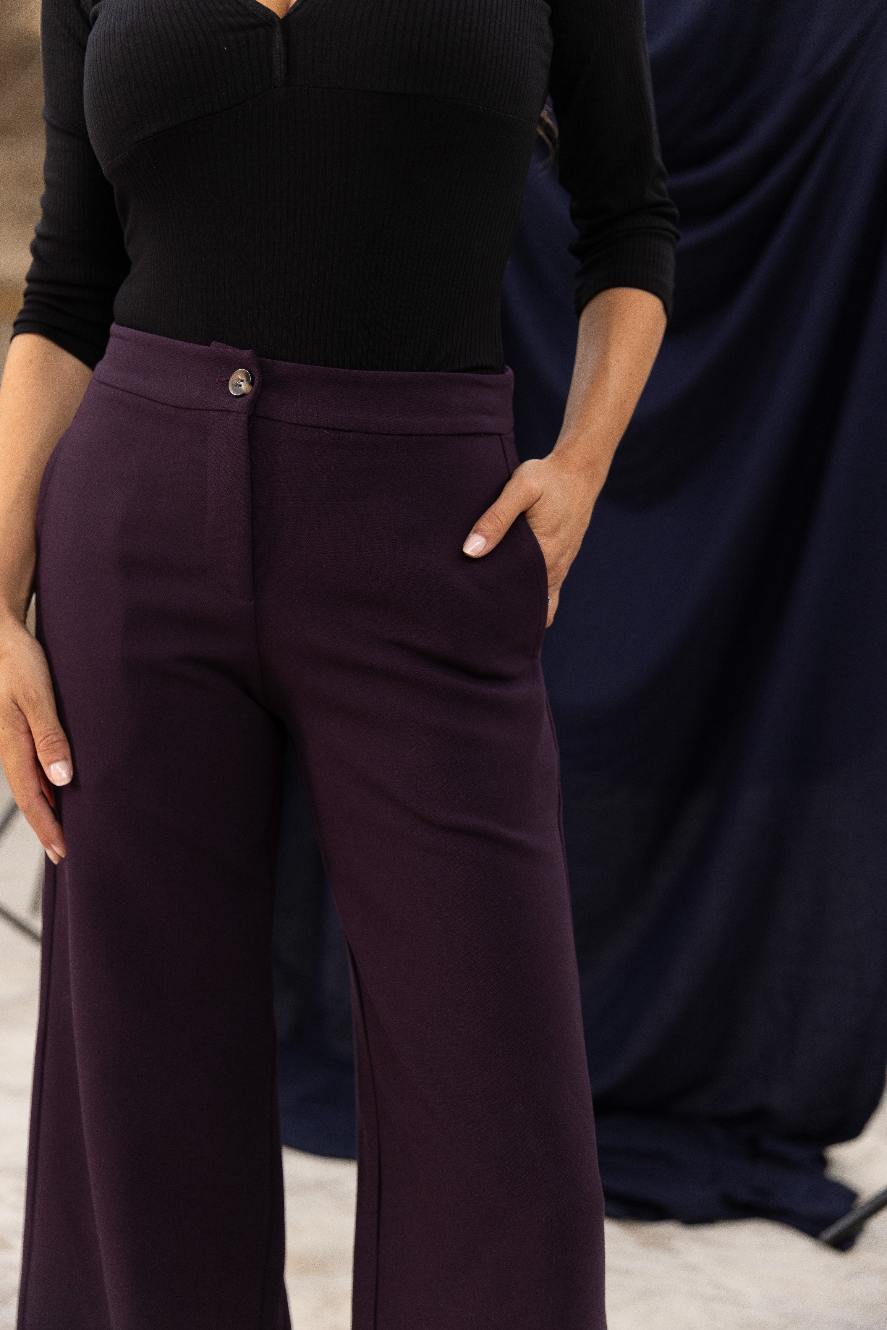 Pantalon ample Aubergine