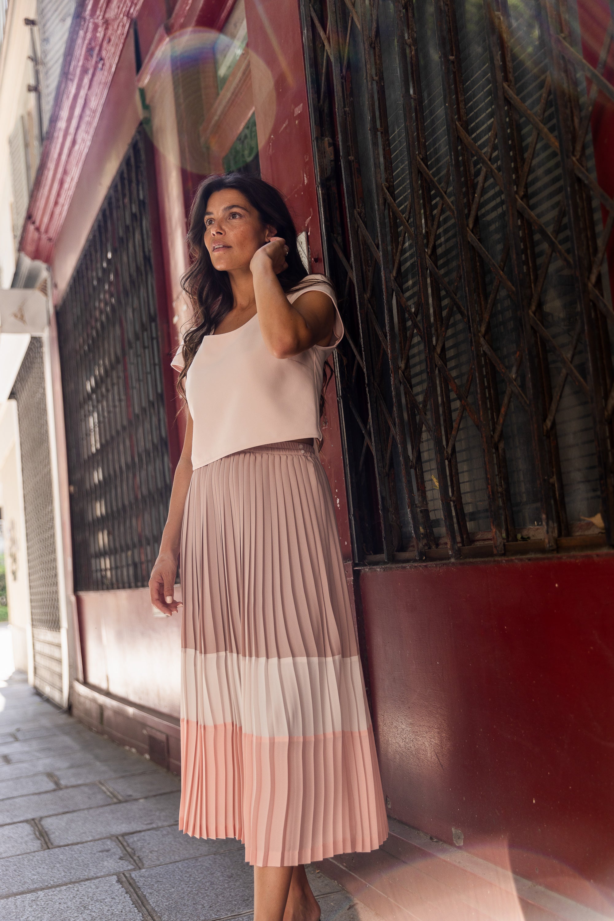 Jupe Plissée midi Color Block Dolce