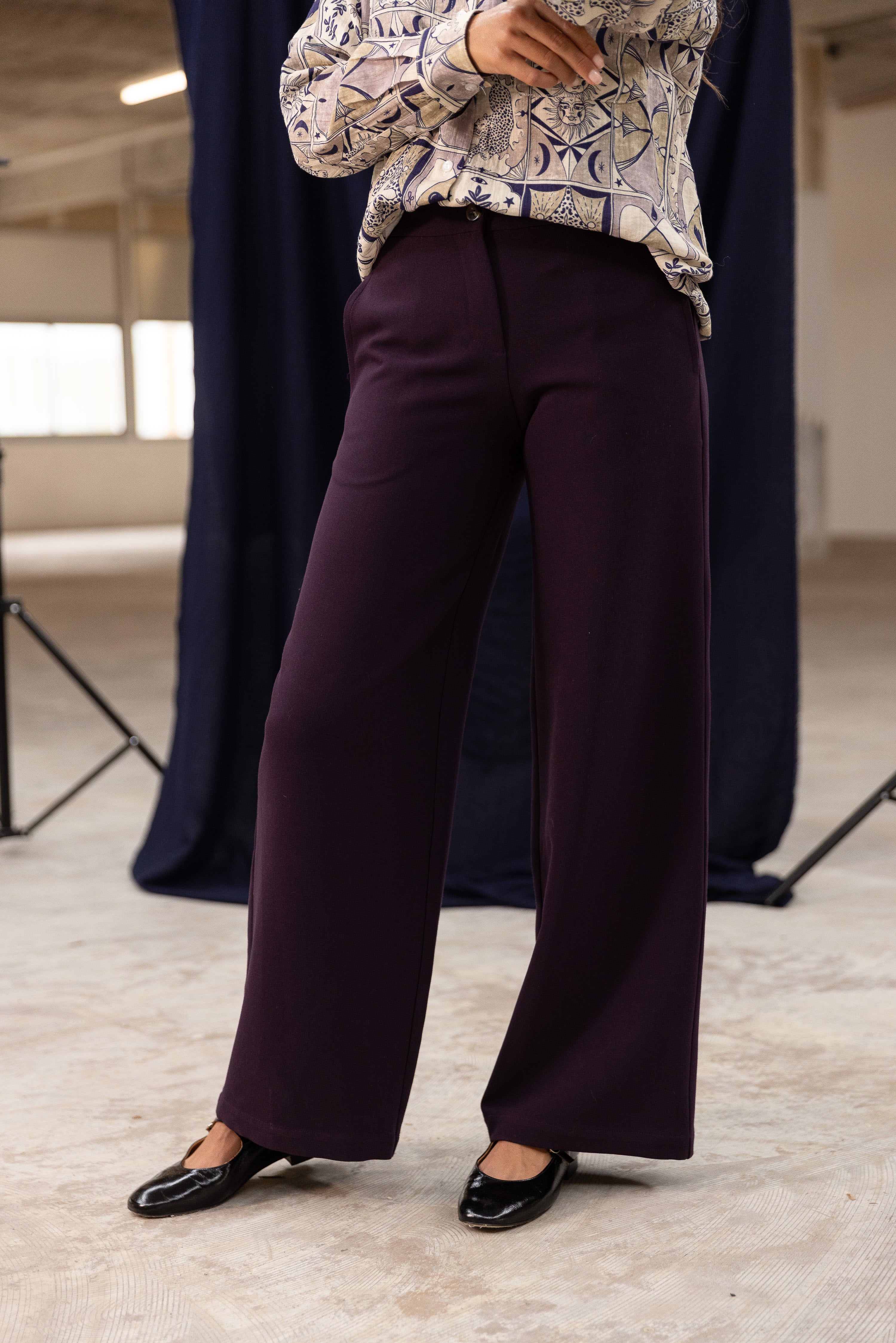 Pantalon ample Aubergine