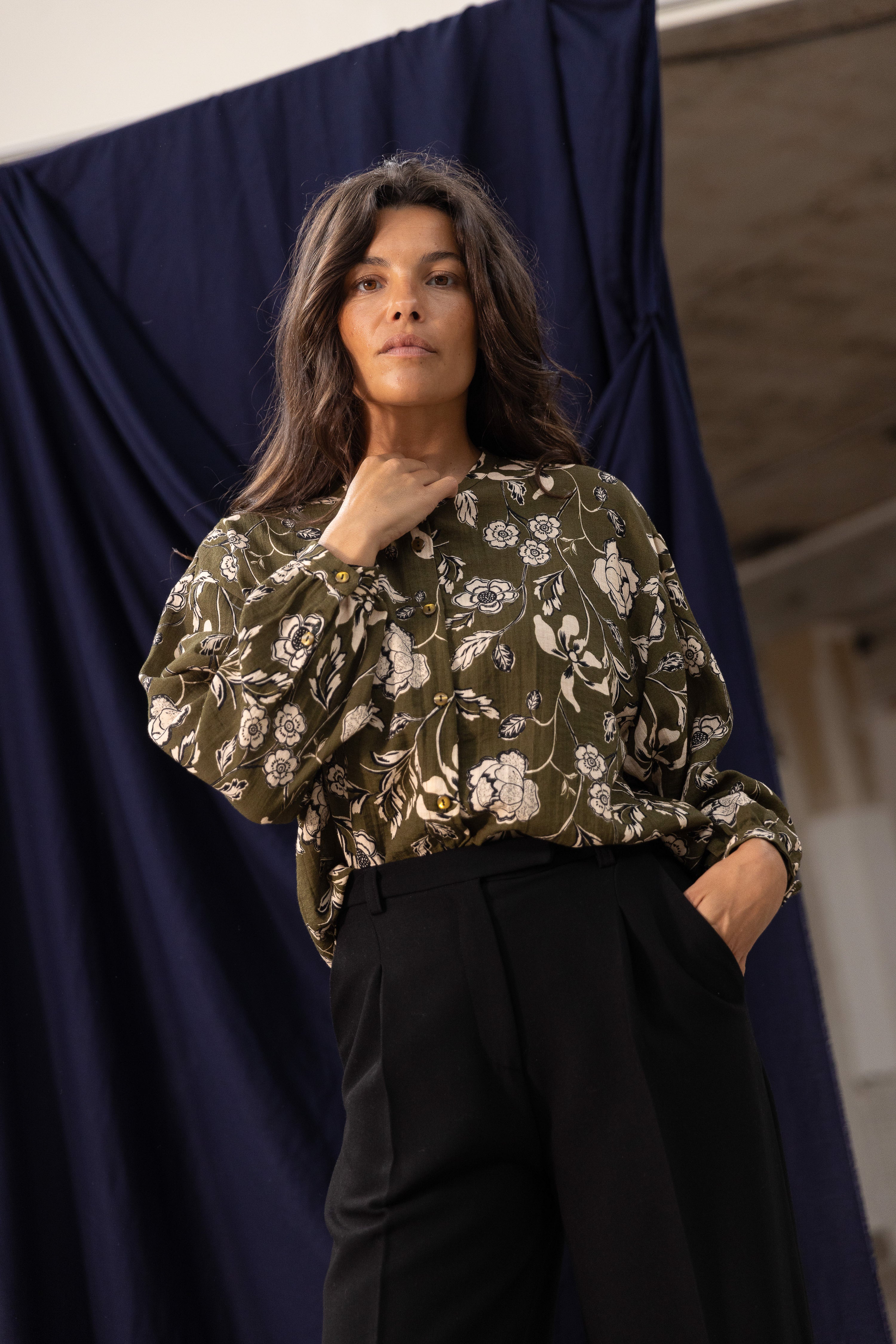 Blouse col Mao Stella